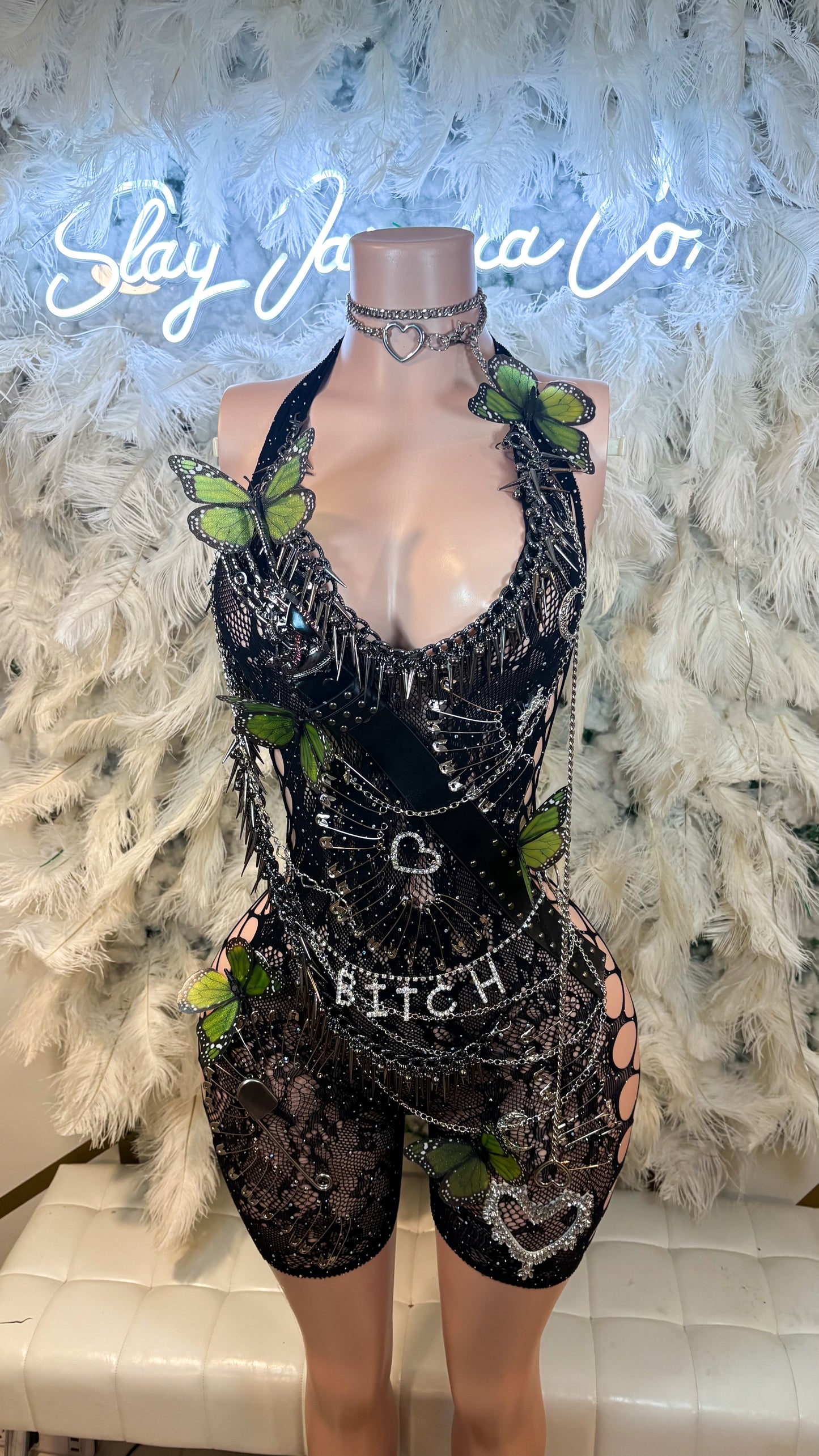 Bad Bitch Tingz Embellished Romper