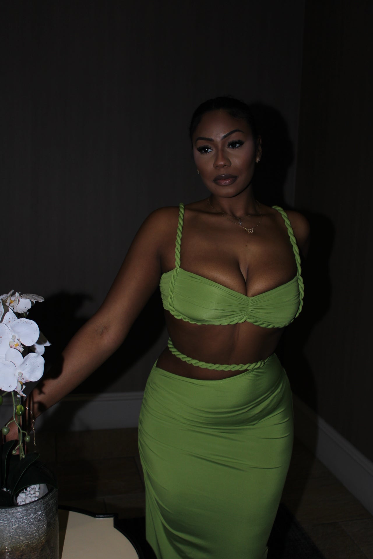 Paradise Bay Rope Cut Out Skirt Set
- Green