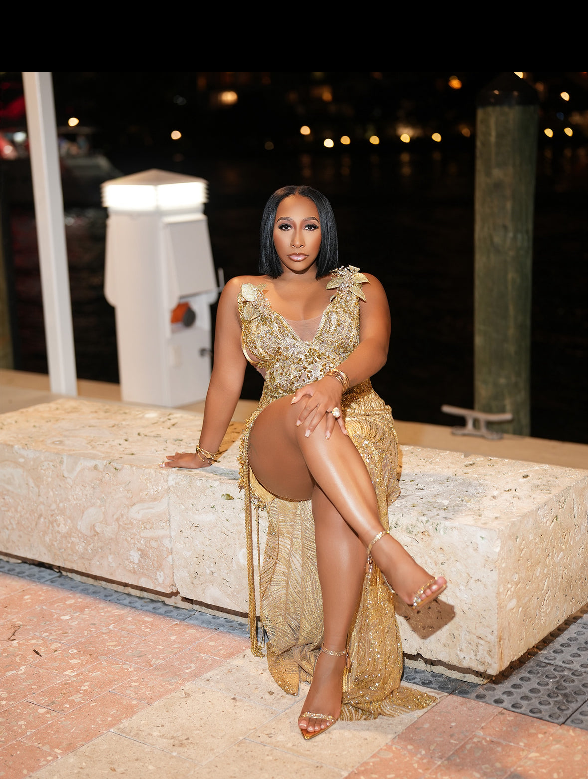 PREORDER ONLY Royalty Reimagine Luxe Rhinestone Maxi Dress with Extended Train Base