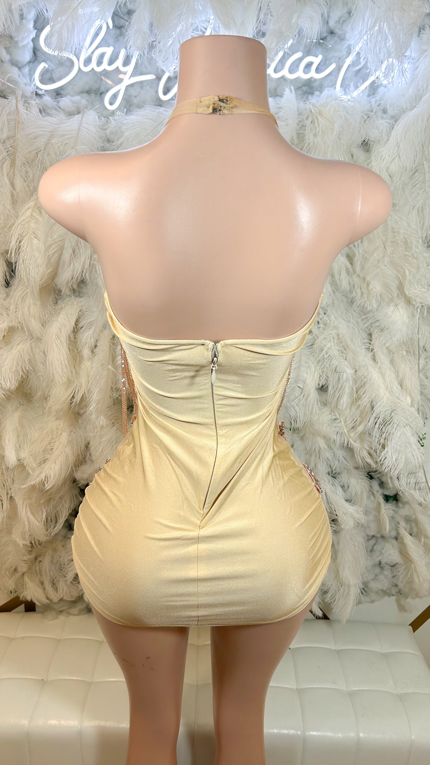 PREORDER ONLY Champagne Kisses luxury Diamanté Mini Dress