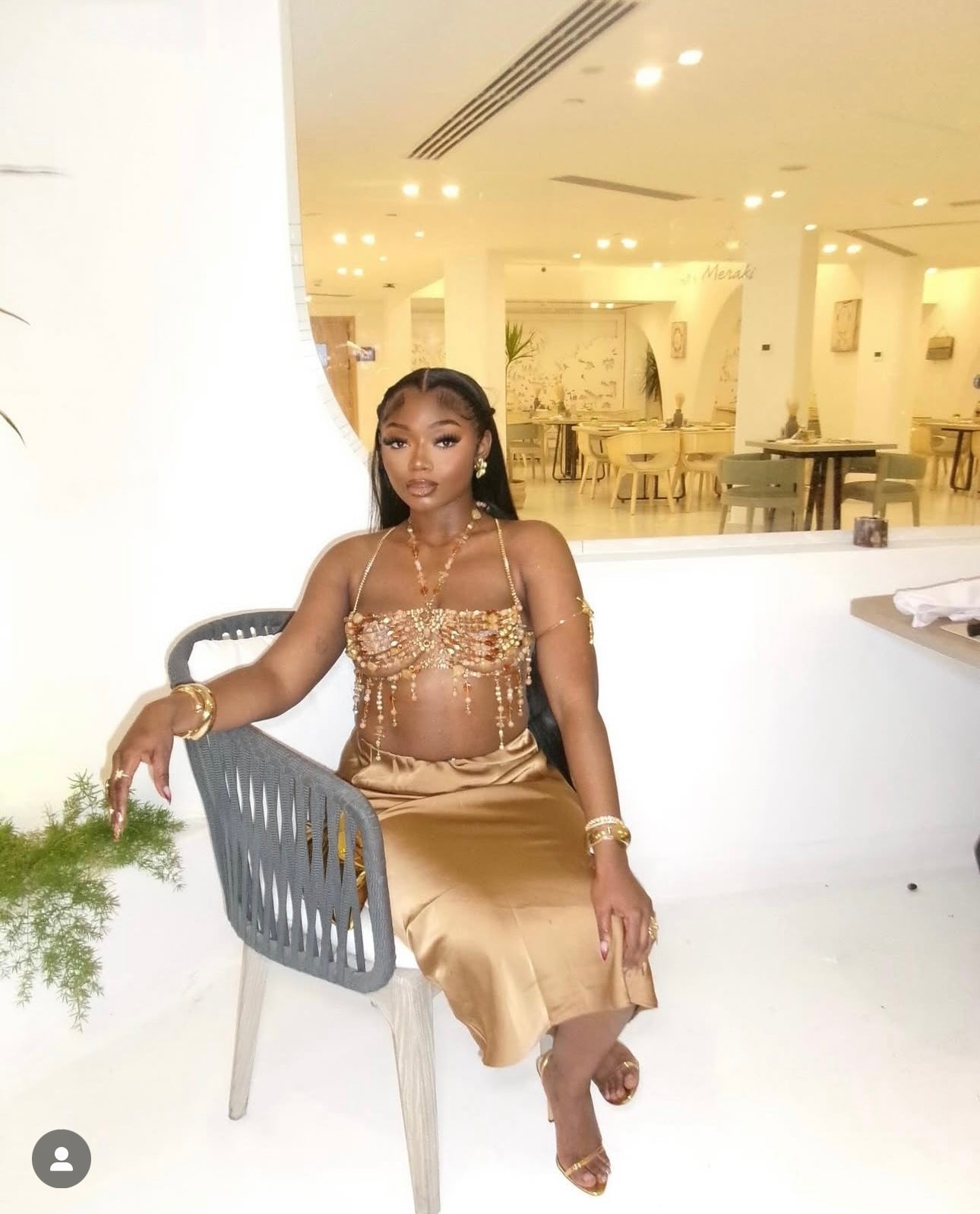 Sunset In The Tropics Beaded chain bralette Top