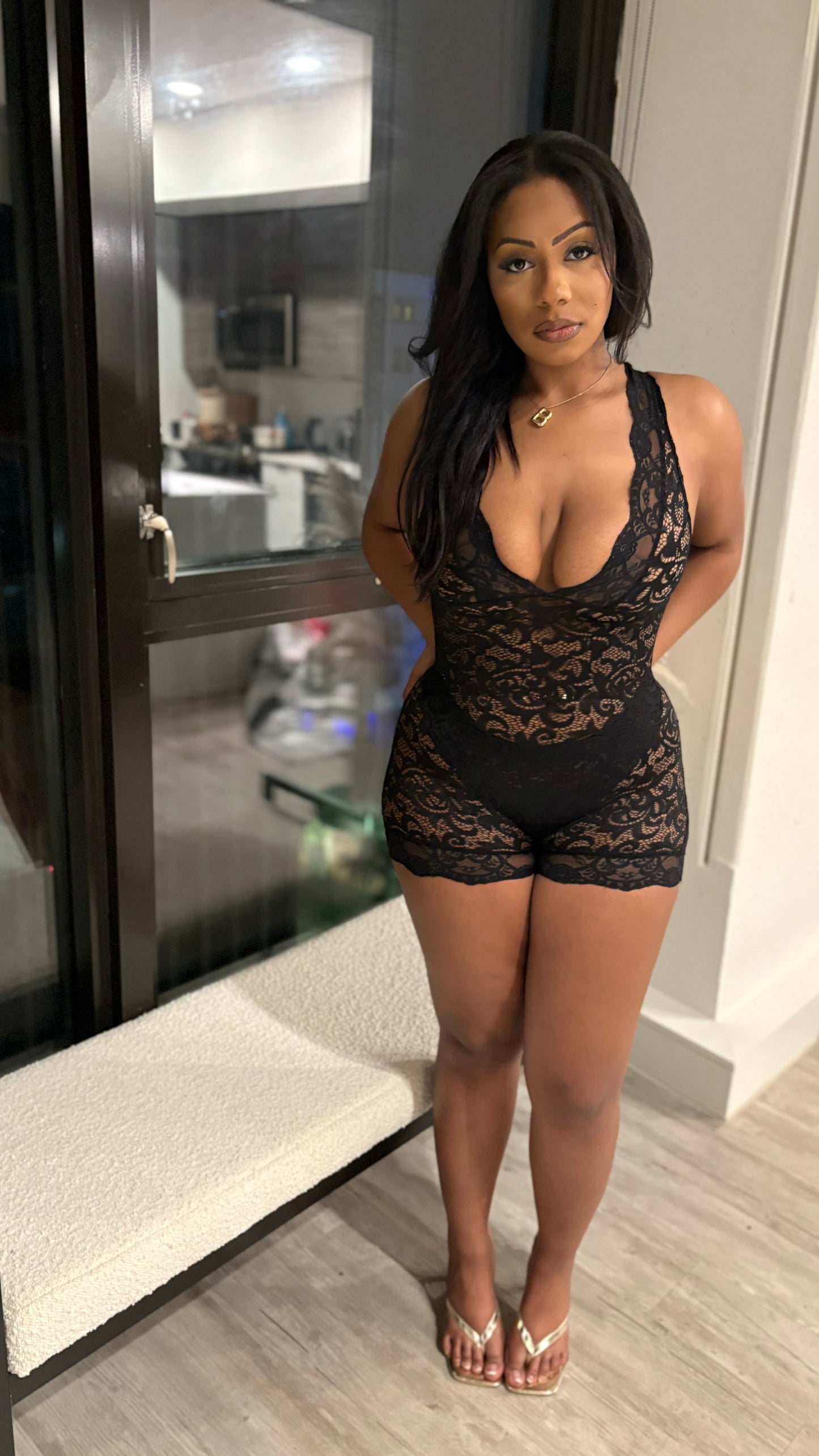 Not Very Demure Lace Romper