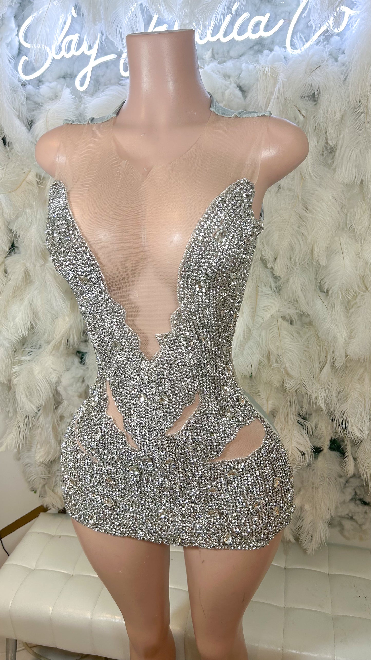 PREORDER ONLY Always Been Her Rhinestone Luxe Mini Dress