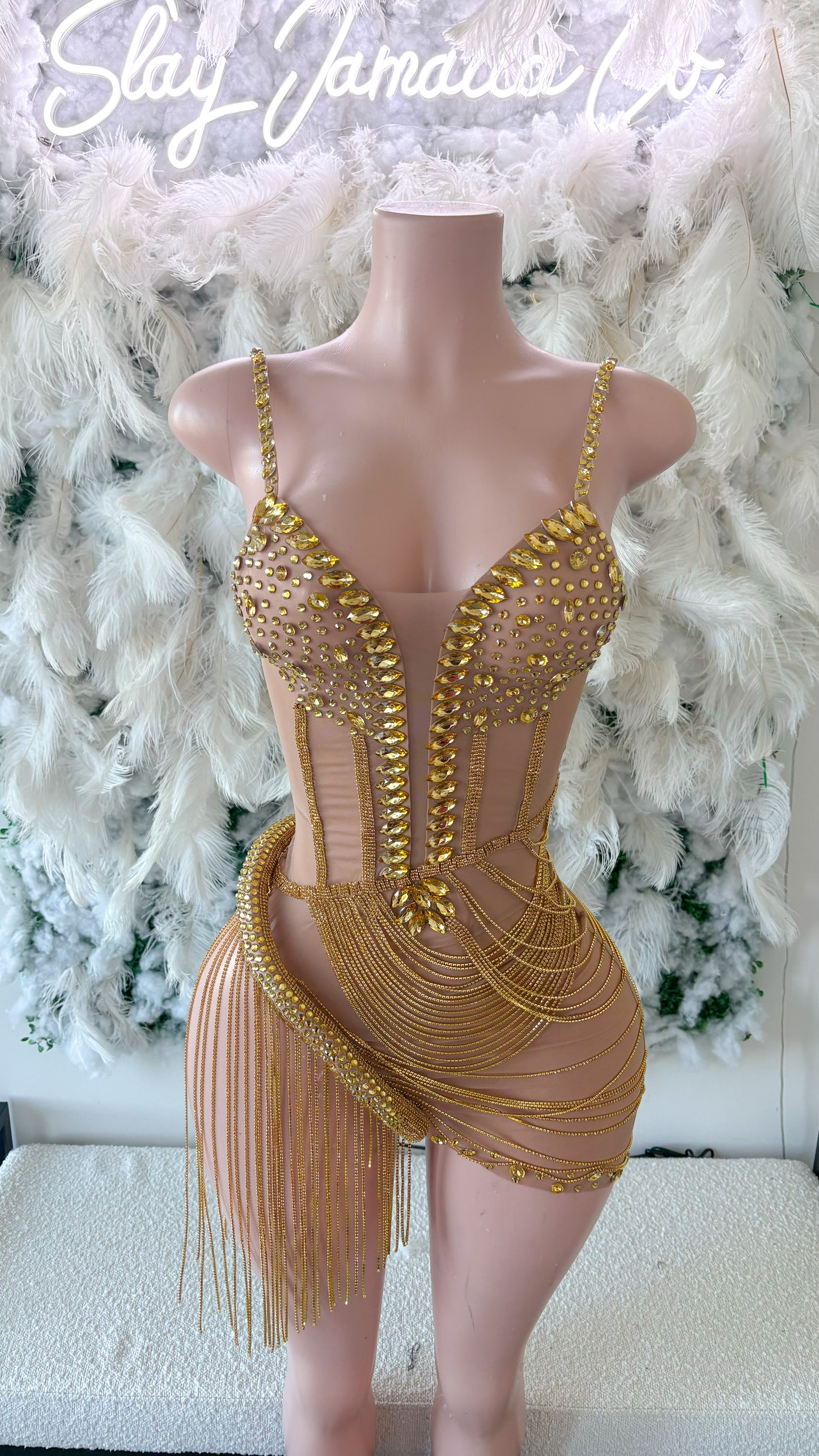 READY TO SHIP His Prettiest Problem Rhinestone Luxe Mini Dress