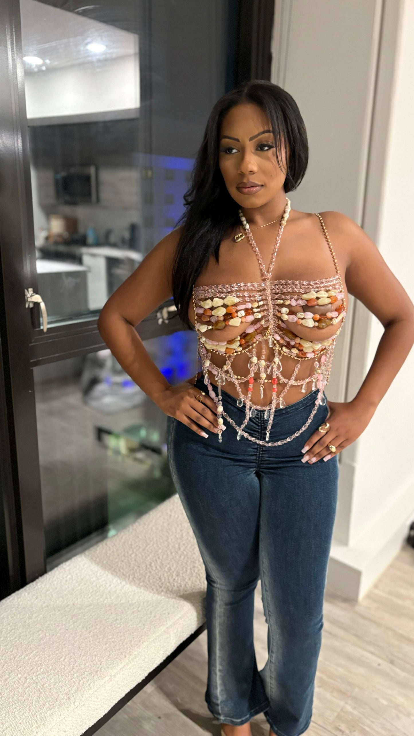 Mykonos Treats Beaded Top