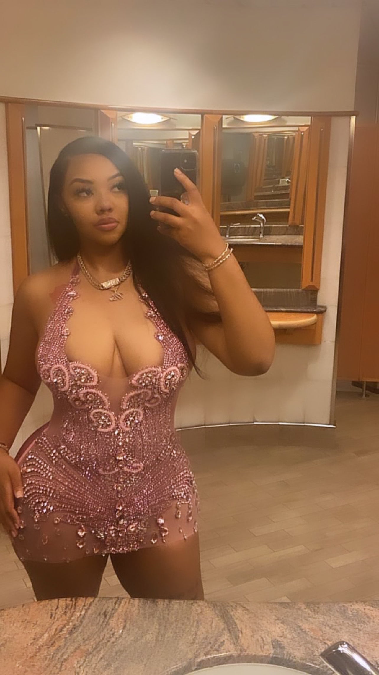 PREORDER ONLY Pink bliss Rhinestone Luxe mini dress