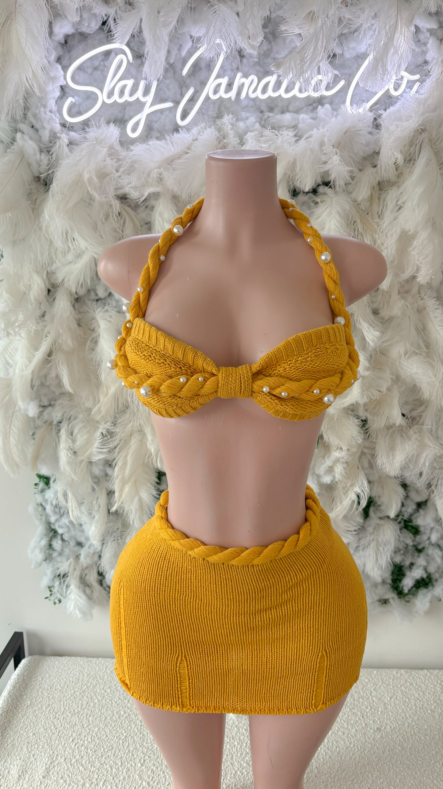 Cabo Dreams Knitted Pearl Skirt Set