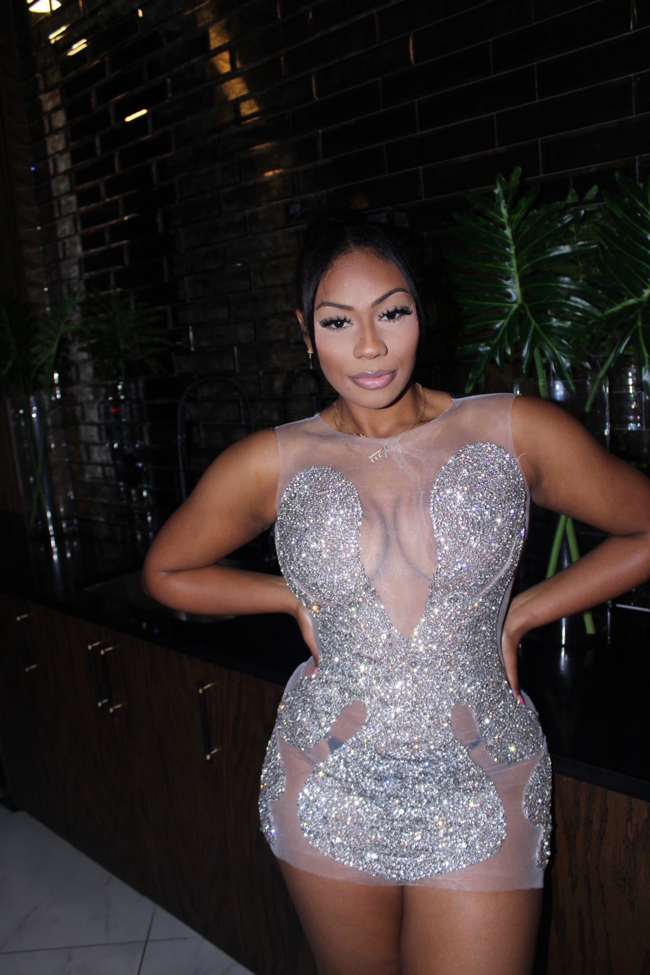 READY TO SHIP Siren Luxe Rhinestone Mini Dress