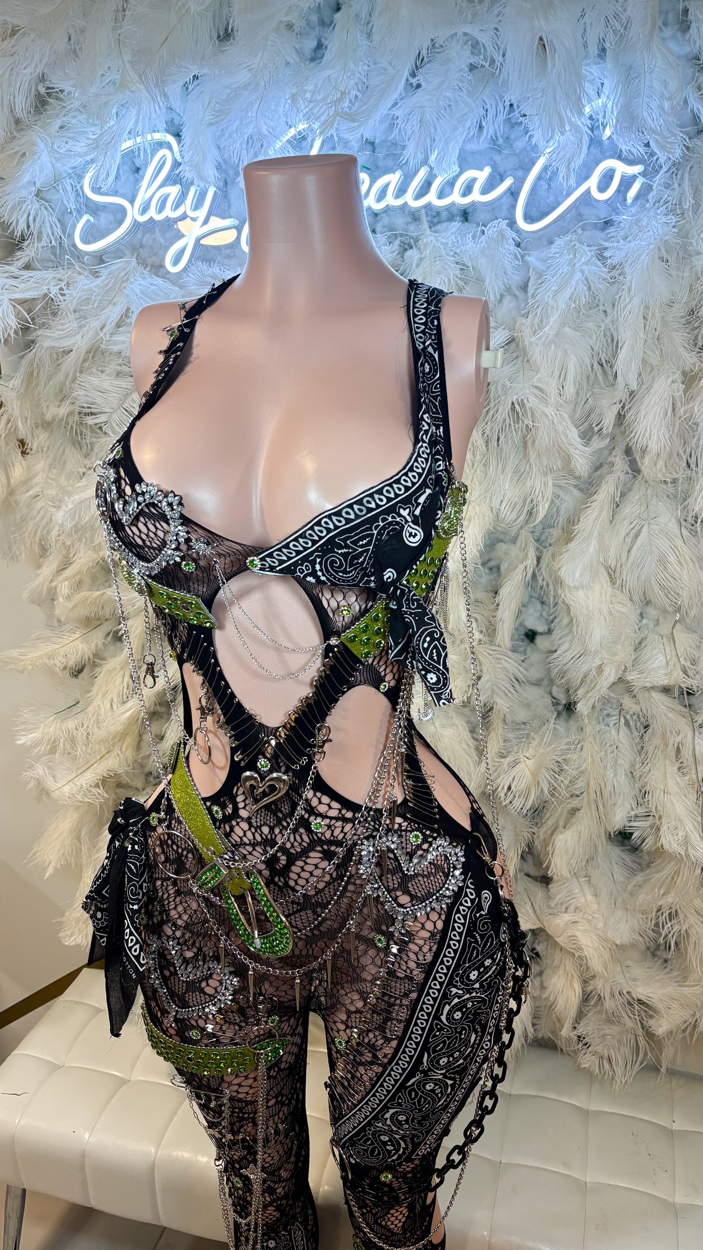 READY TO SHIP Slimerella Embellished Mesh Jumpsuit