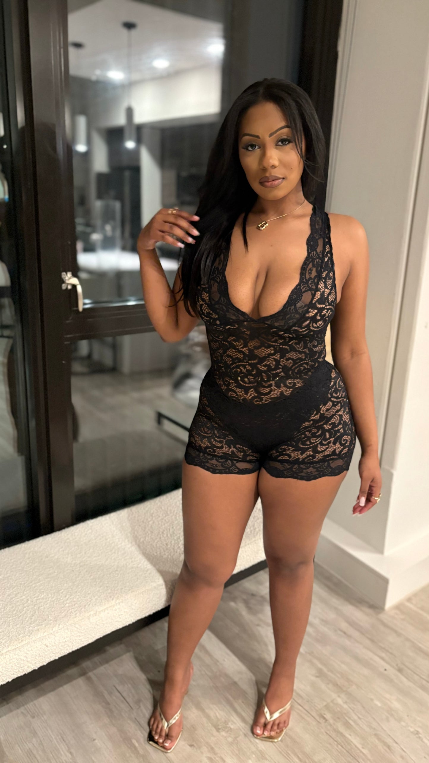 Not Very Demure Lace Romper
