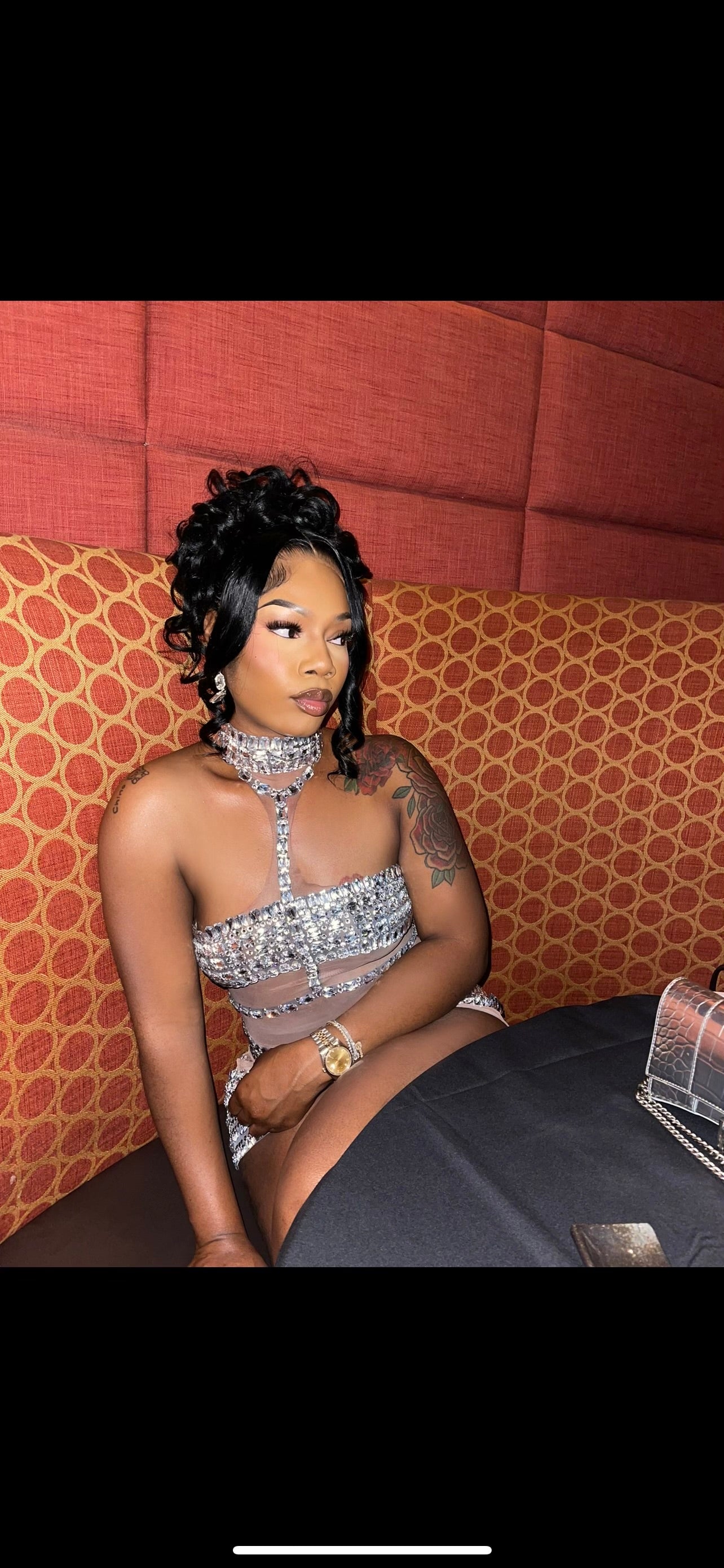 PREORDER ONLY Arabian Nights Mesh Rhinestone Mini Choker Dress