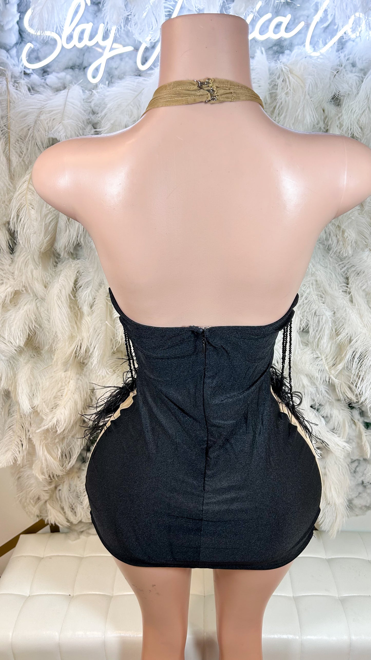 PREORDER ONLY Dark Fantasy Rhinestone Feather Luxe Mini Dress