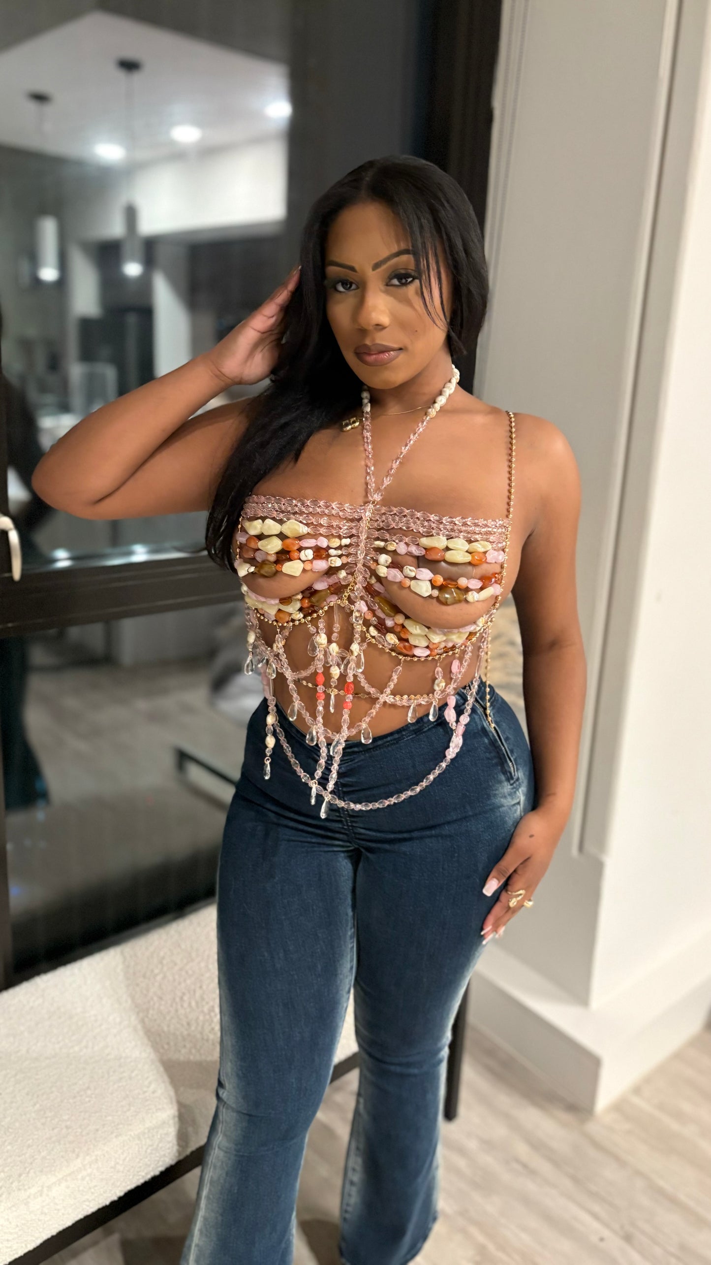 Mykonos Treats Beaded Top