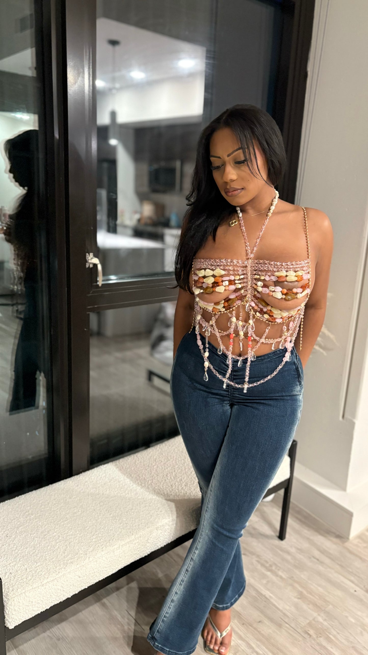Mykonos Treats Beaded Top