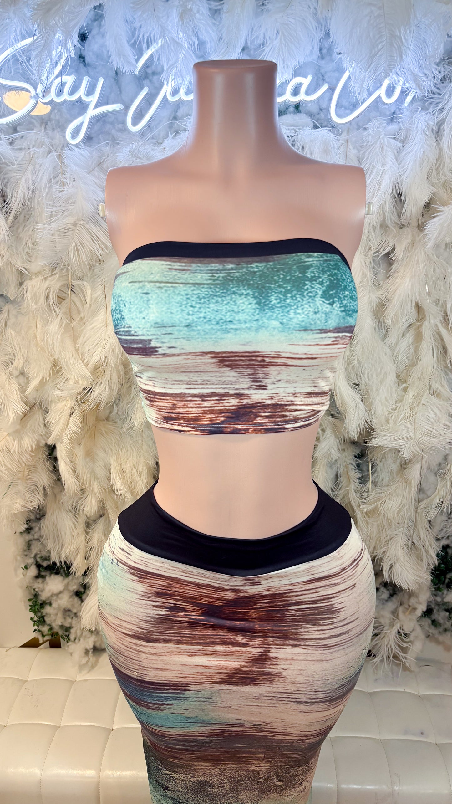 READY TO SHIP Waves Like The Ocean Skirt Set