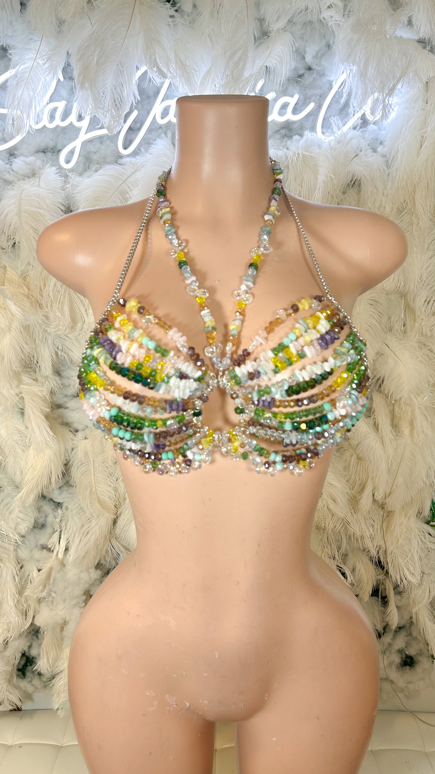 Moonlighting In The Summer Beaded Chain Bralette Top