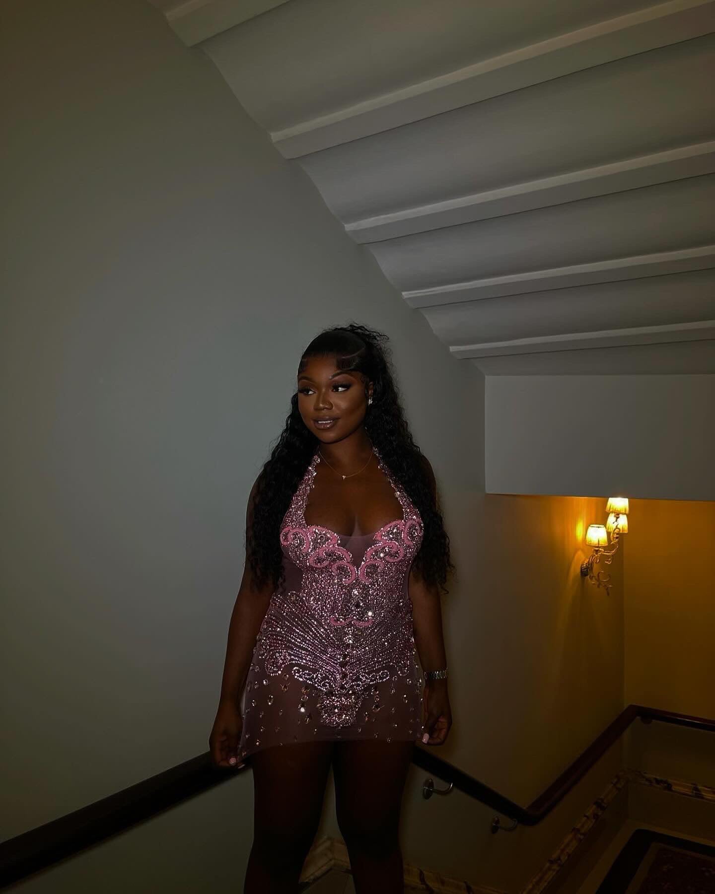 PREORDER ONLY Pink bliss Rhinestone Luxe mini dress