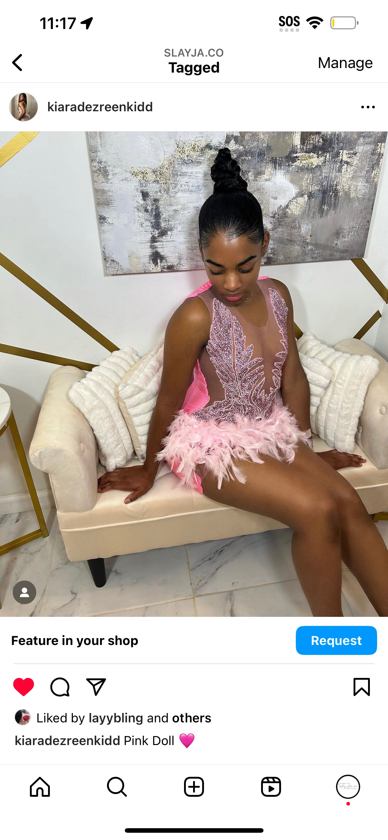 PREORDER ONLY Pink Passion Rhinestone Luxury Feather Mini Dress