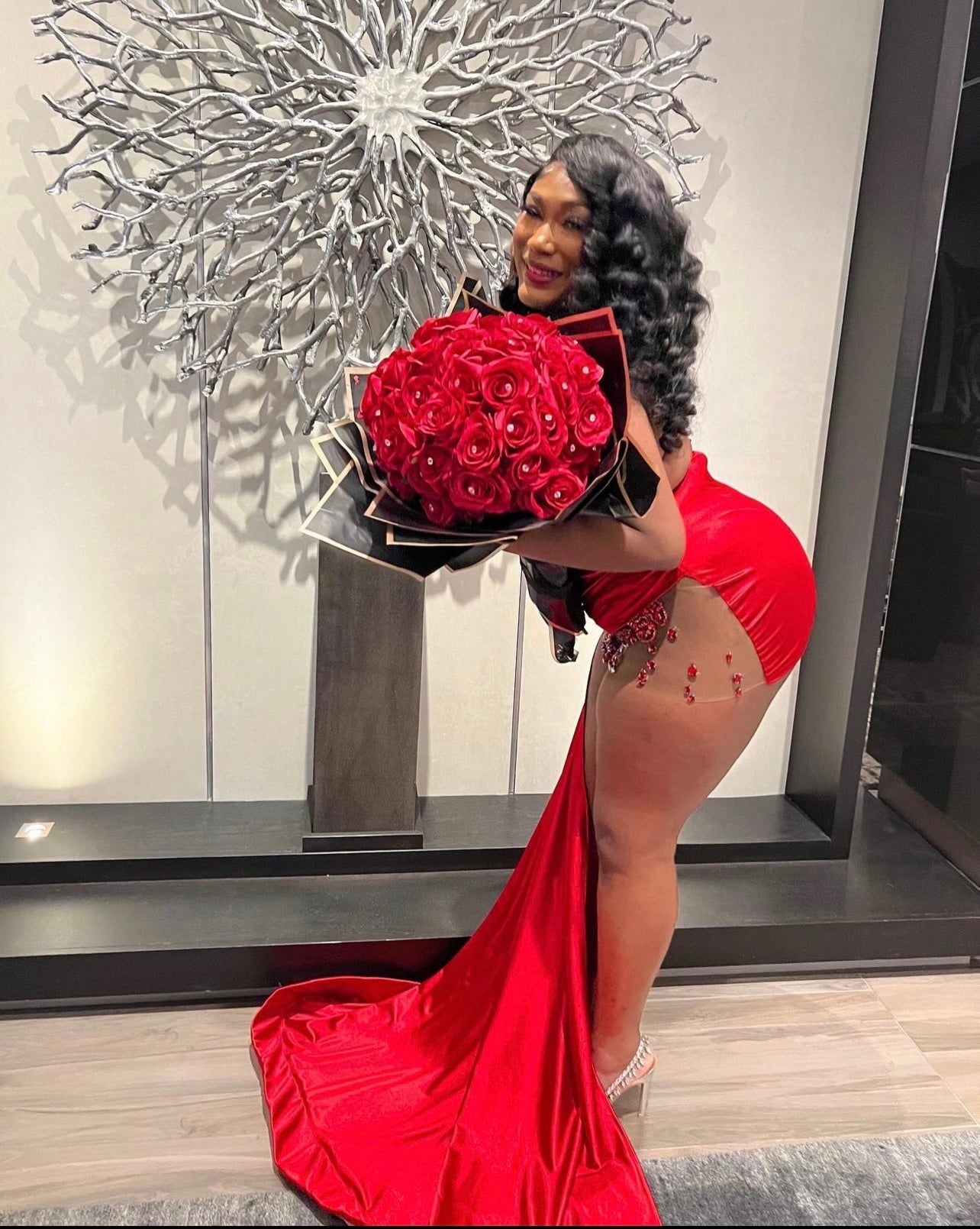 PREORDER ONLY Ultimate Luxury Rhinestone Mini Dress with Train