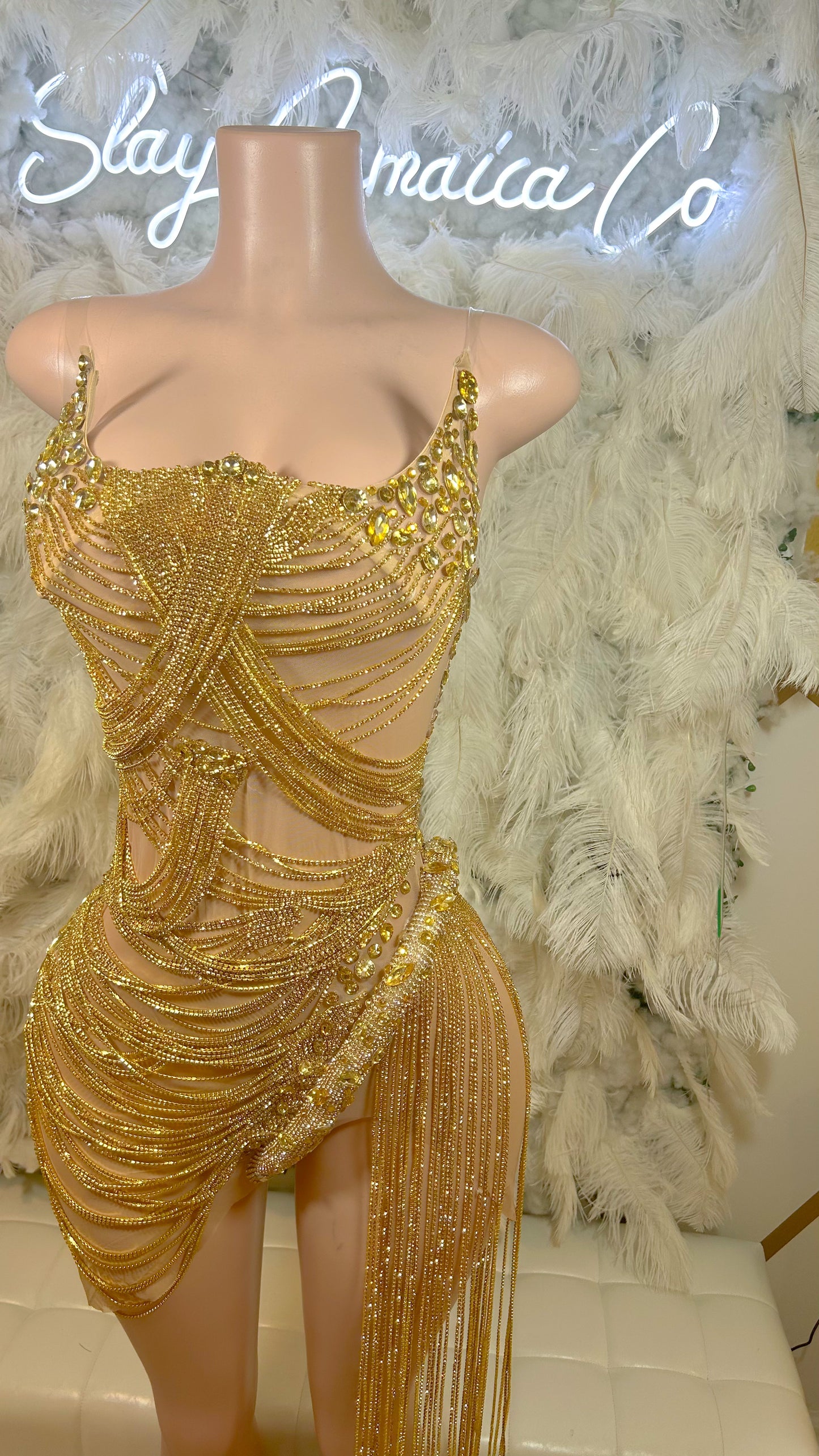 PREORDER ONLY Layla's Top Pick Luxury Chained Corset Mini Dress- GOLD
