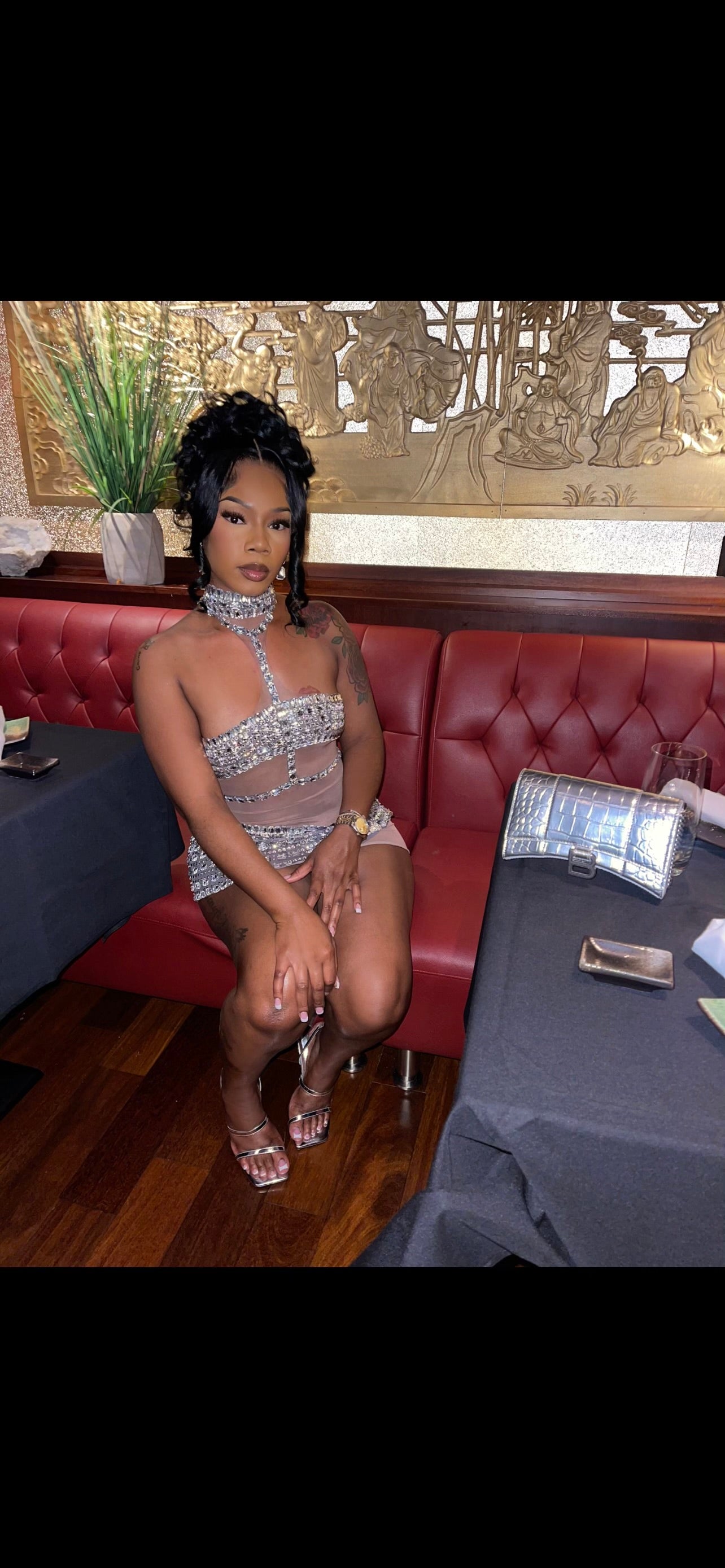 PREORDER ONLY Arabian Nights Mesh Rhinestone Mini Choker Dress