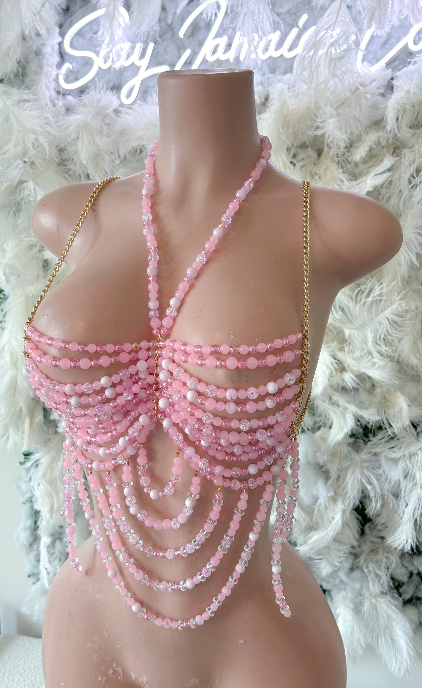 Passions Of Pink Beaded Crop Top