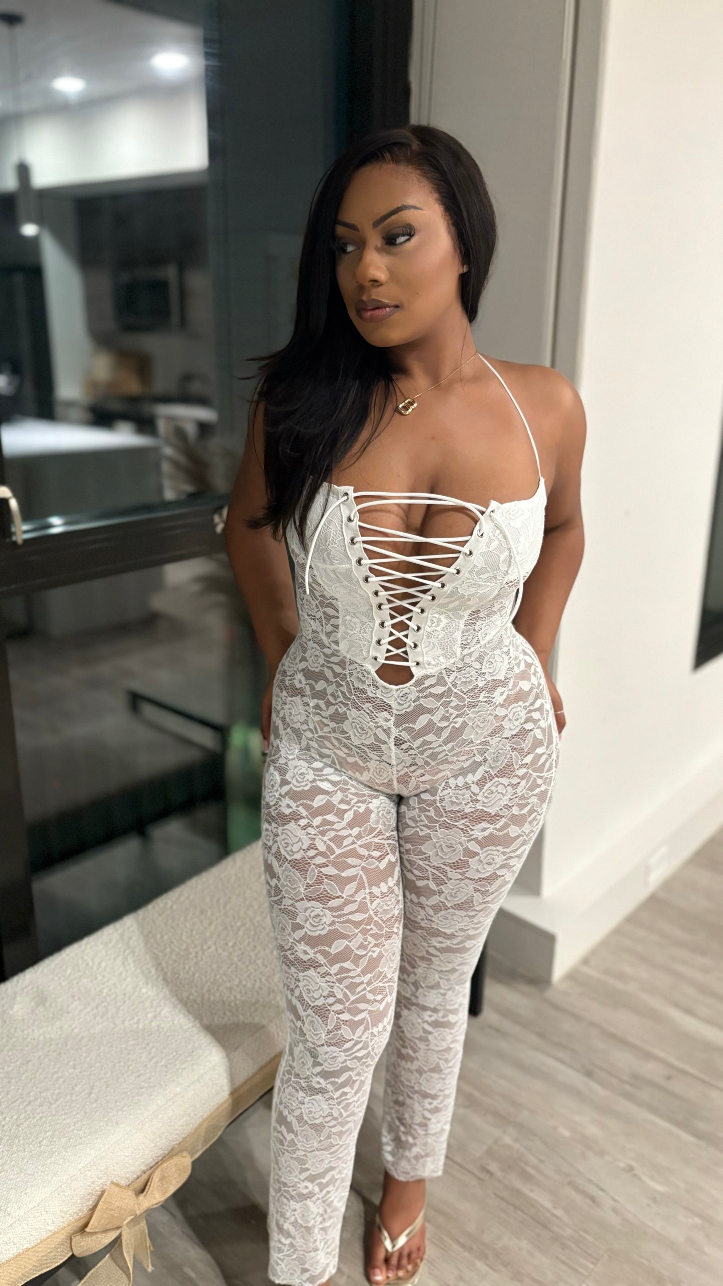 Sexy Mami Lace Jumpsuit - white