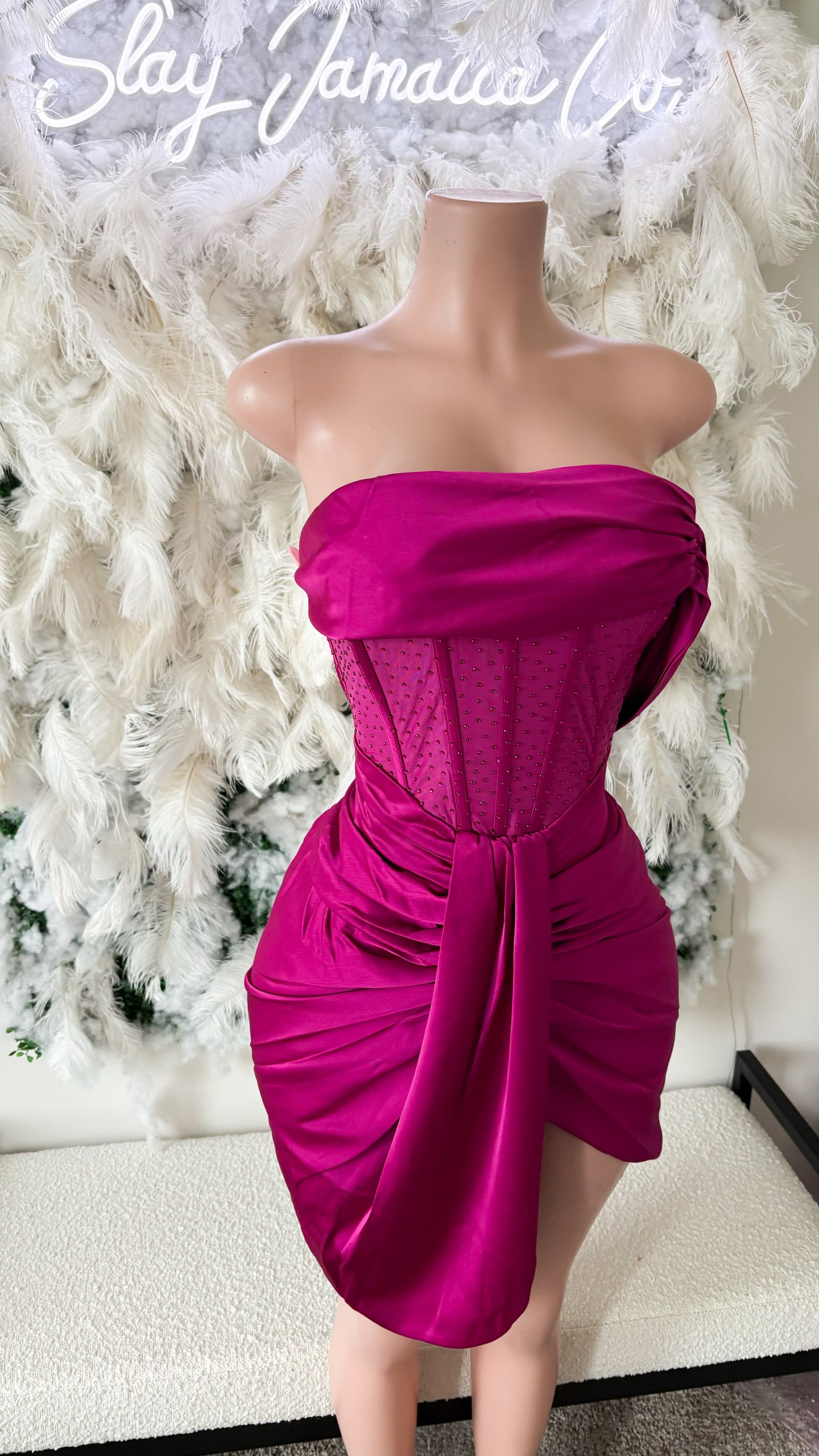 A Beam Of Elegance Satin Draped Mini Dress