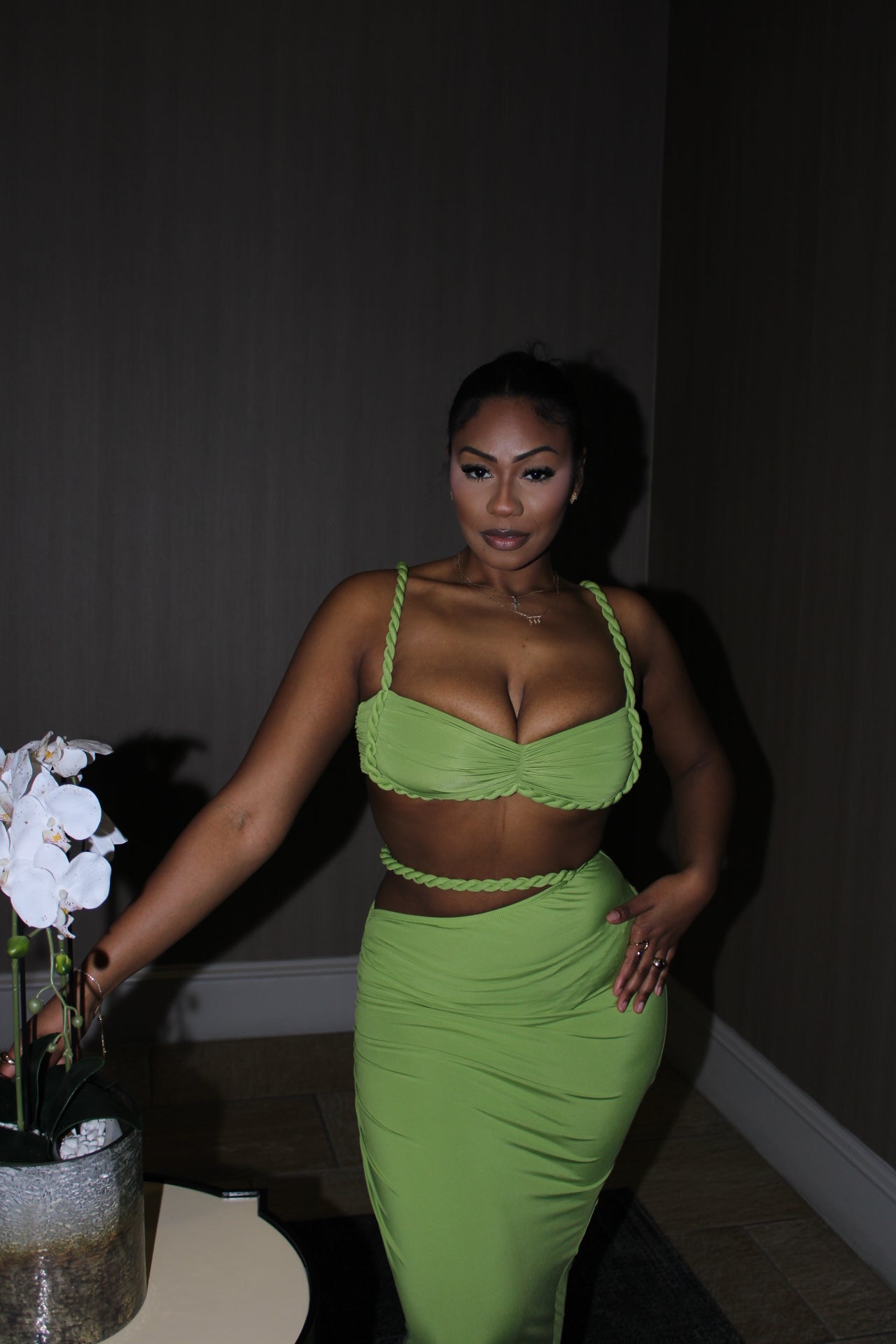 Paradise Bay Rope Cut Out Skirt Set
- Green