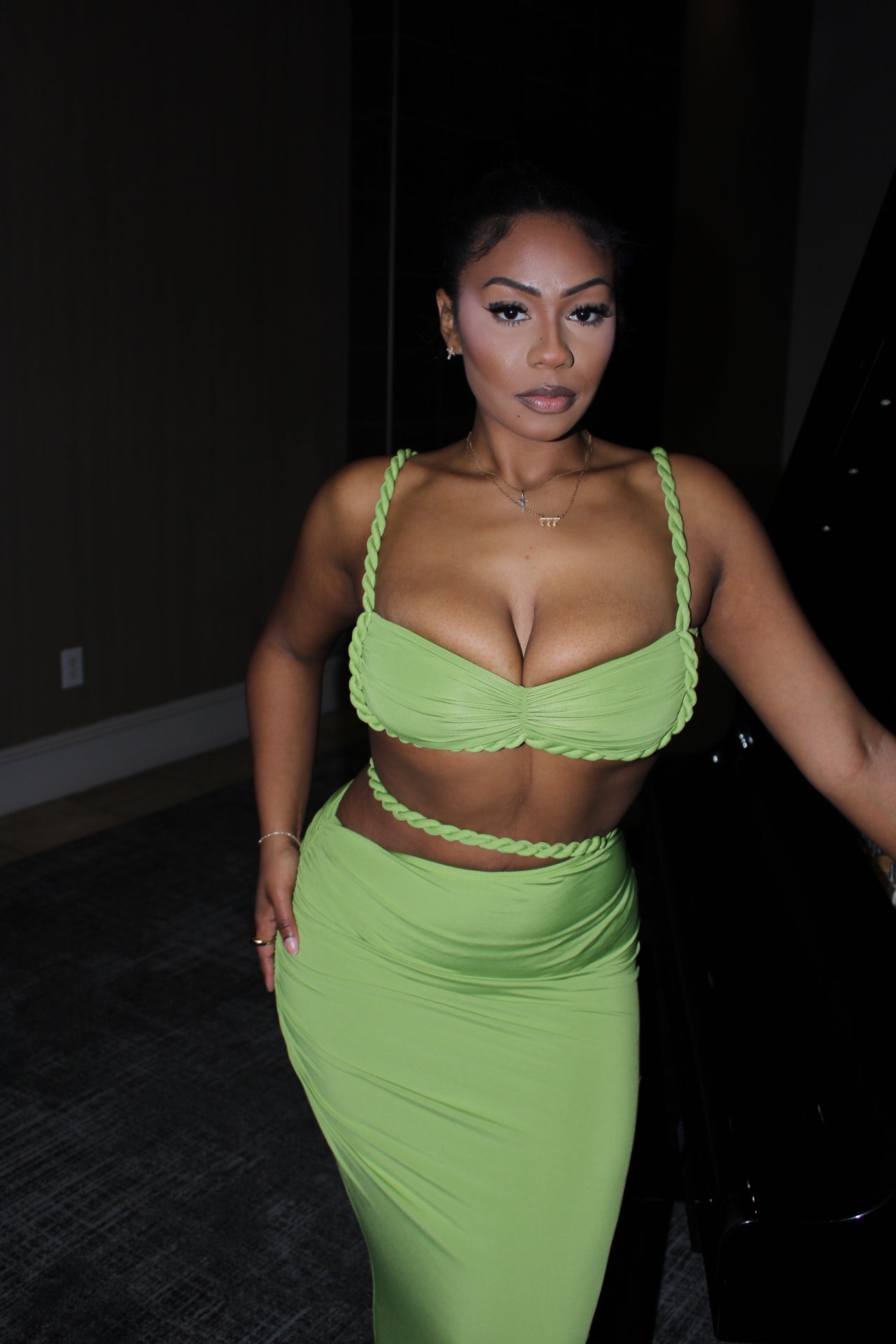 Paradise Bay Rope Cut Out Skirt Set
- Green