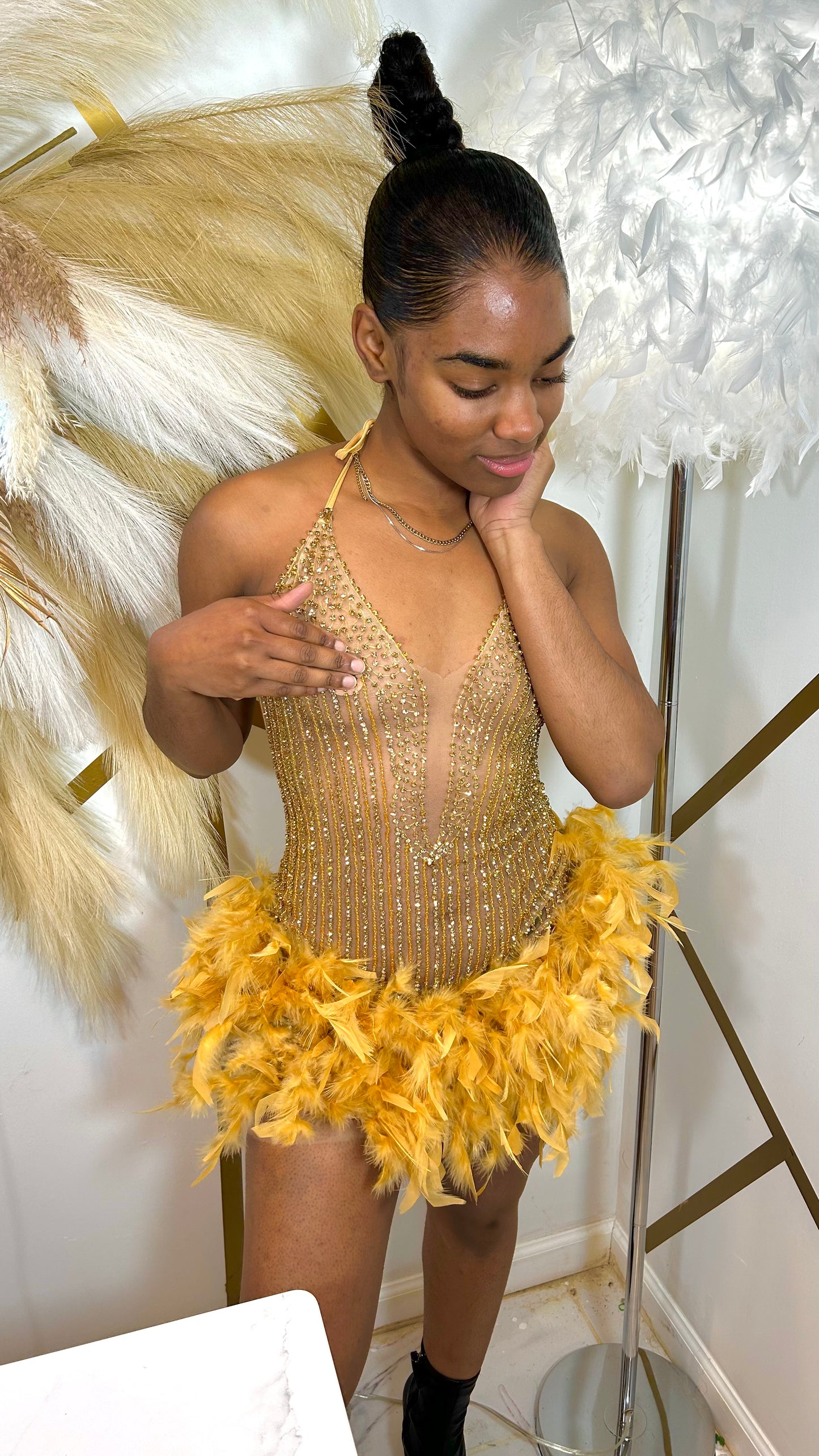 READY TO SHIP Baddie Lifestyle Rhinestone Luxe Mini Dress