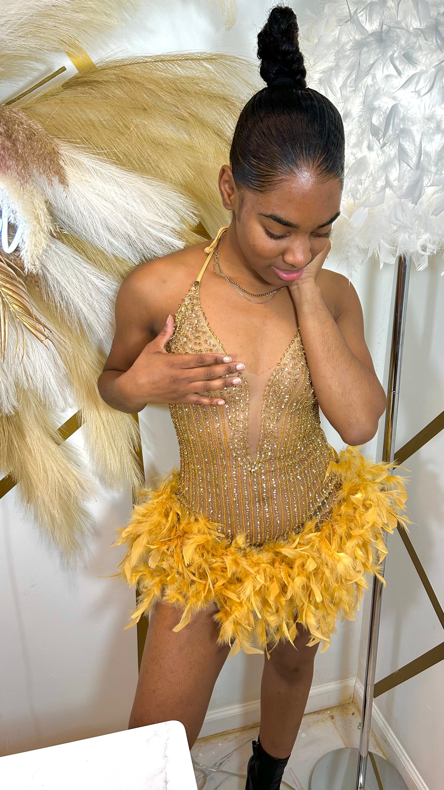 READY TO SHIP Baddie Lifestyle Rhinestone Luxe Mini Dress