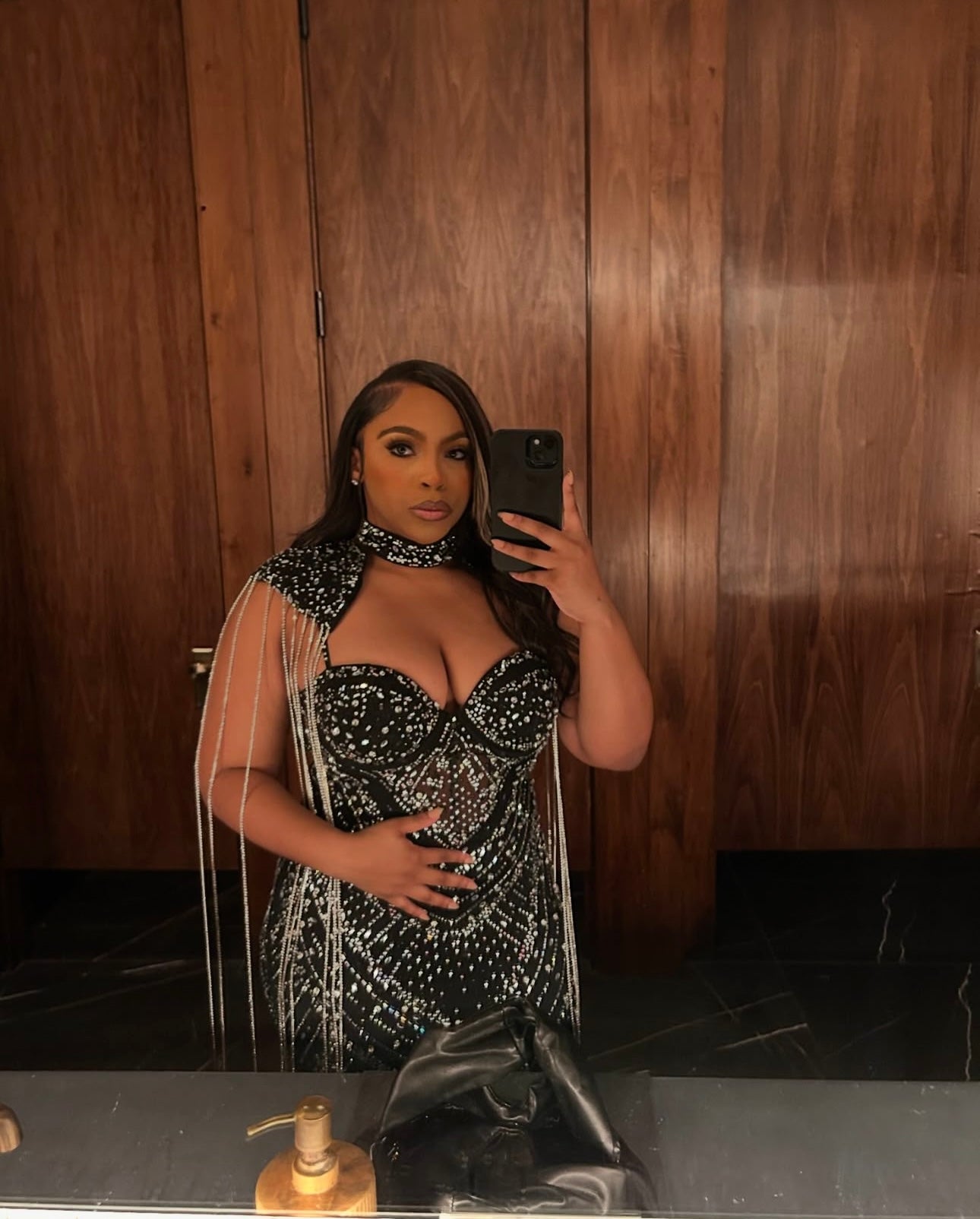 Beauty Redefined Maxi Rhinestone Dress w/ Detachable Neck Choker