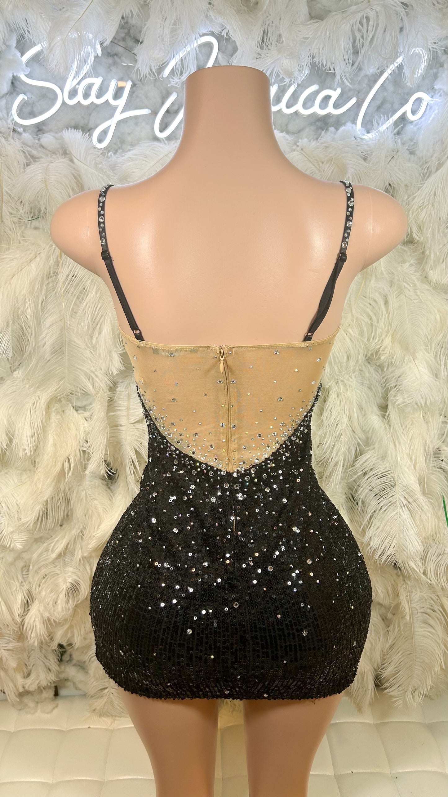 Baddie Trouble Sequin Rhinestone Mini Dress