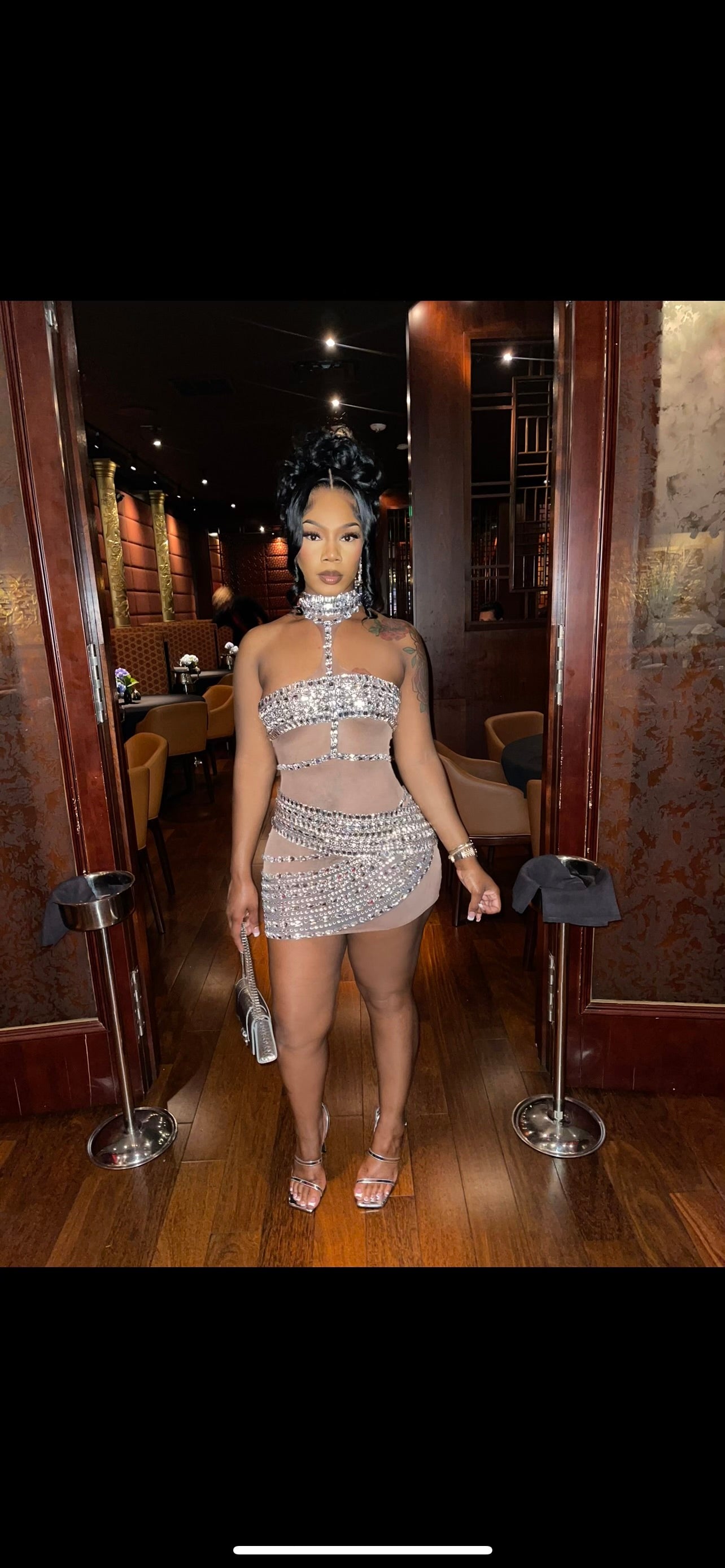 PREORDER ONLY Arabian Nights Mesh Rhinestone Mini Choker Dress