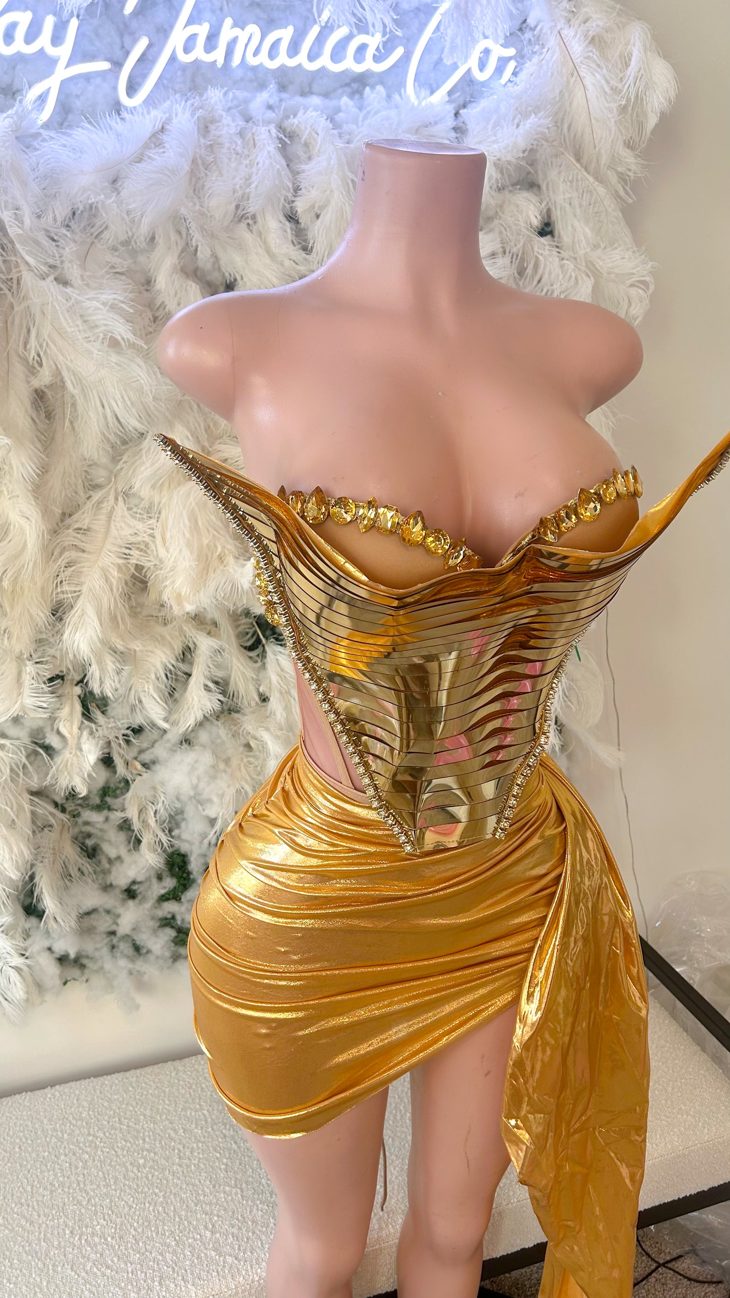 She Brings The Drama Mini Dress Set - Gold
