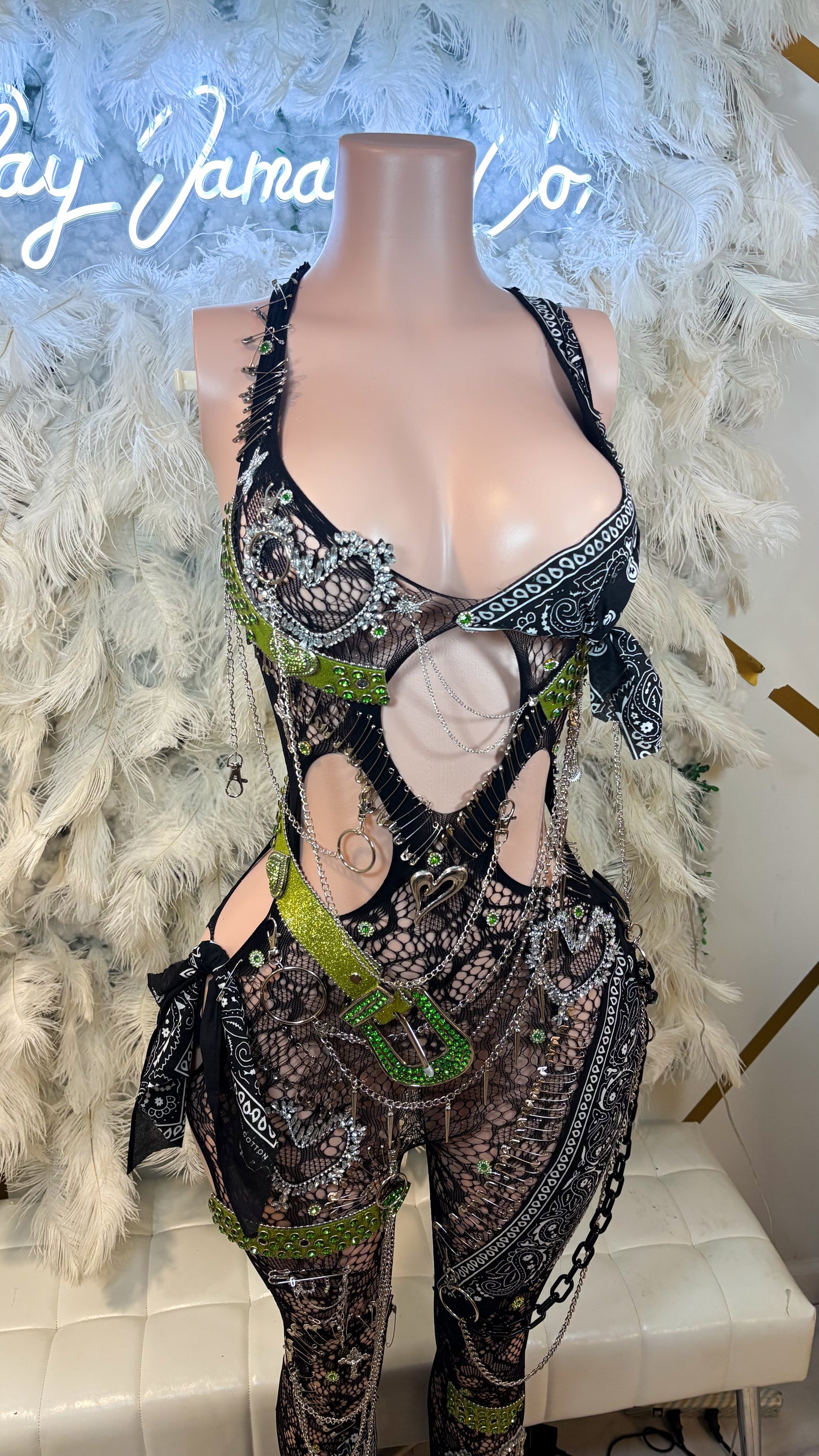 READY TO SHIP Slimerella Embellished Mesh Jumpsuit