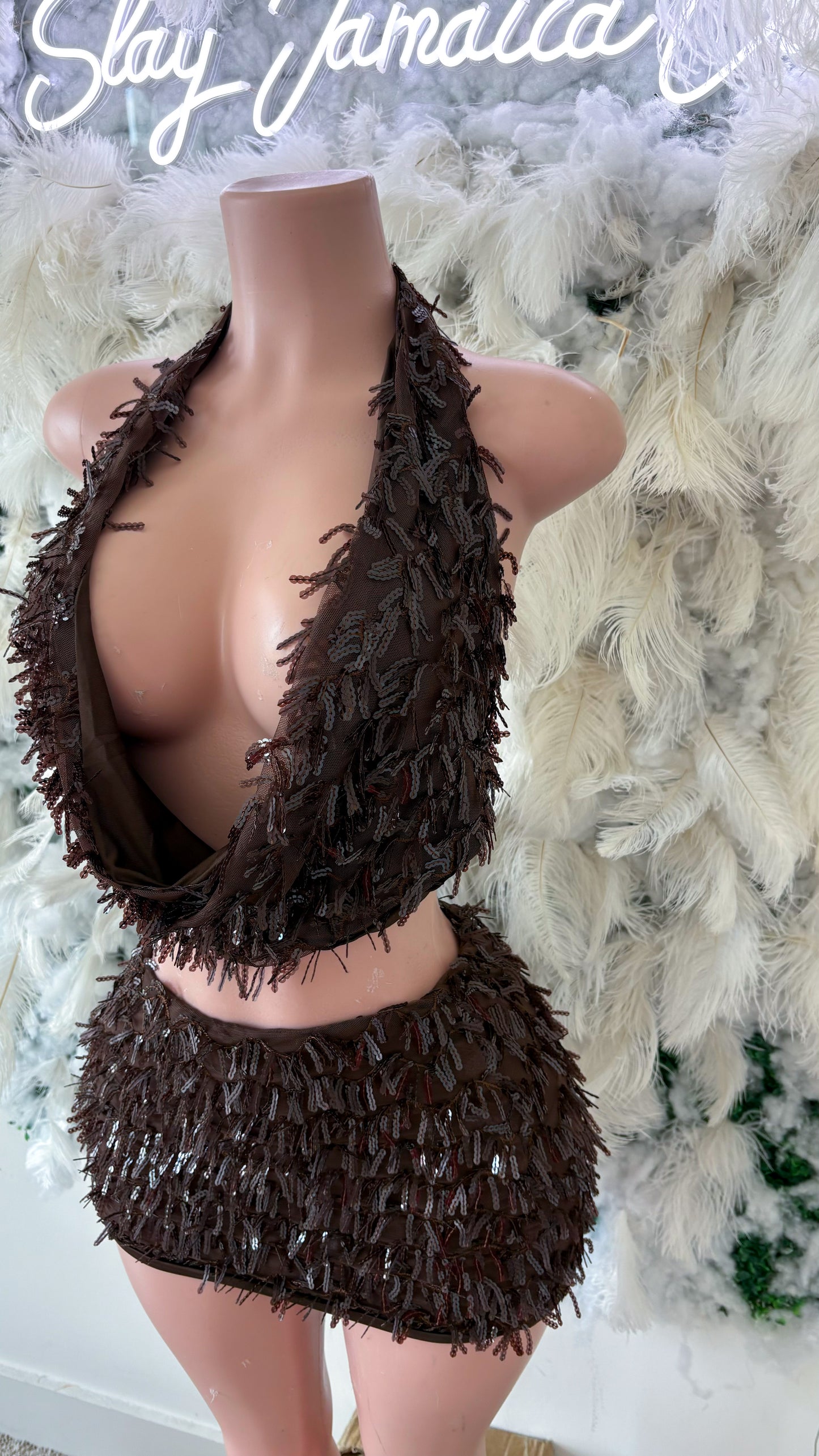 Eye Catching Beauty Skirt Set - Mocha