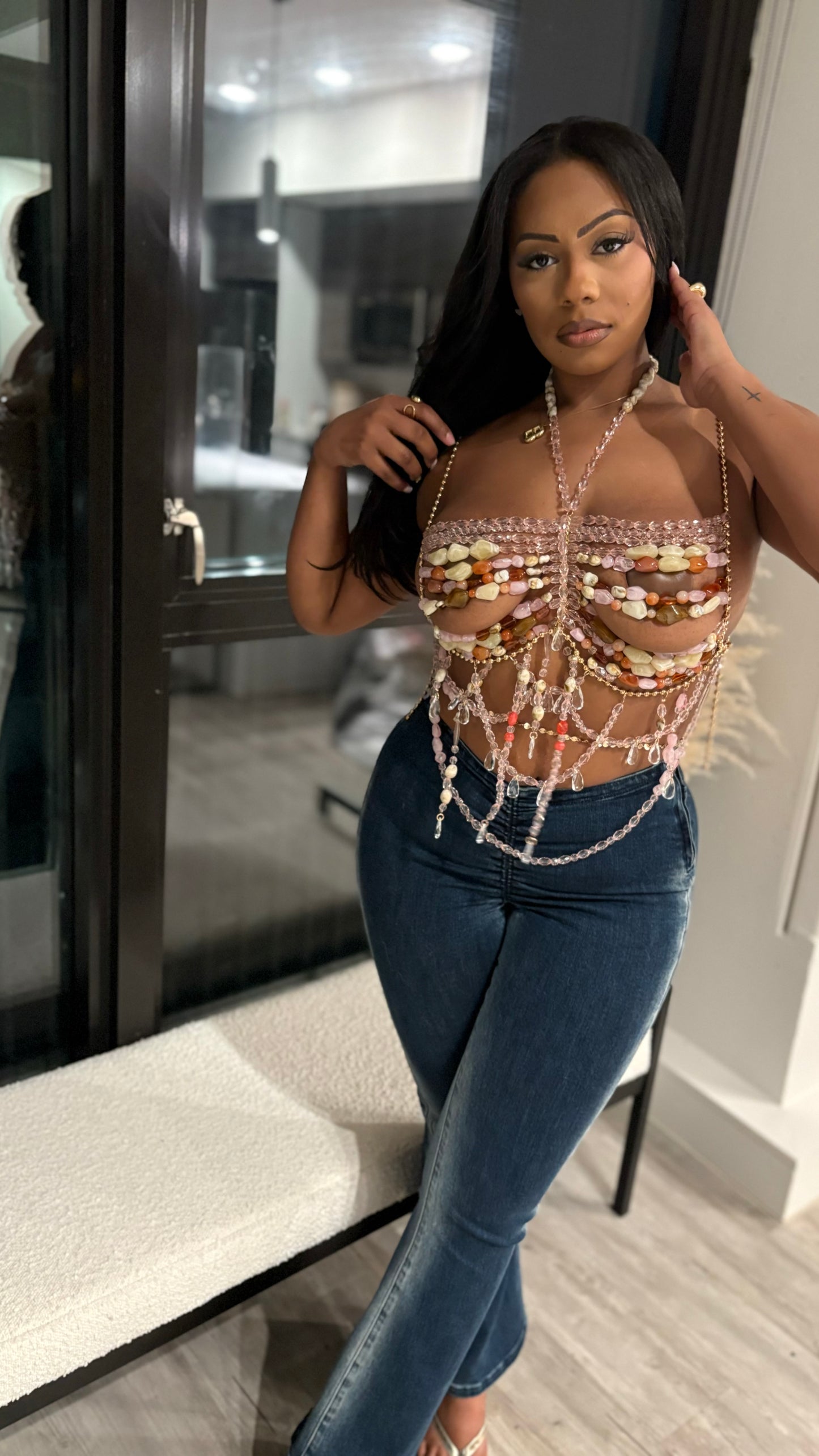 Mykonos Treats Beaded Top