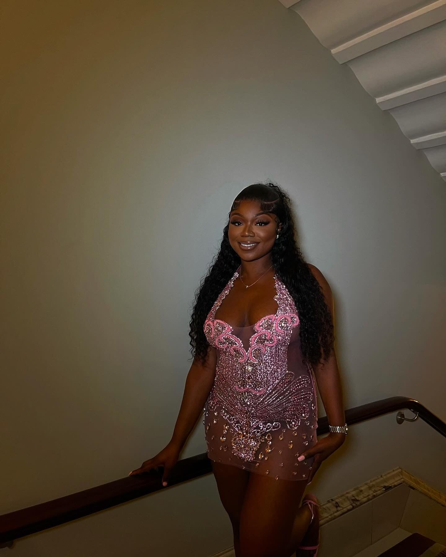 PREORDER ONLY Pink bliss Rhinestone Luxe mini dress