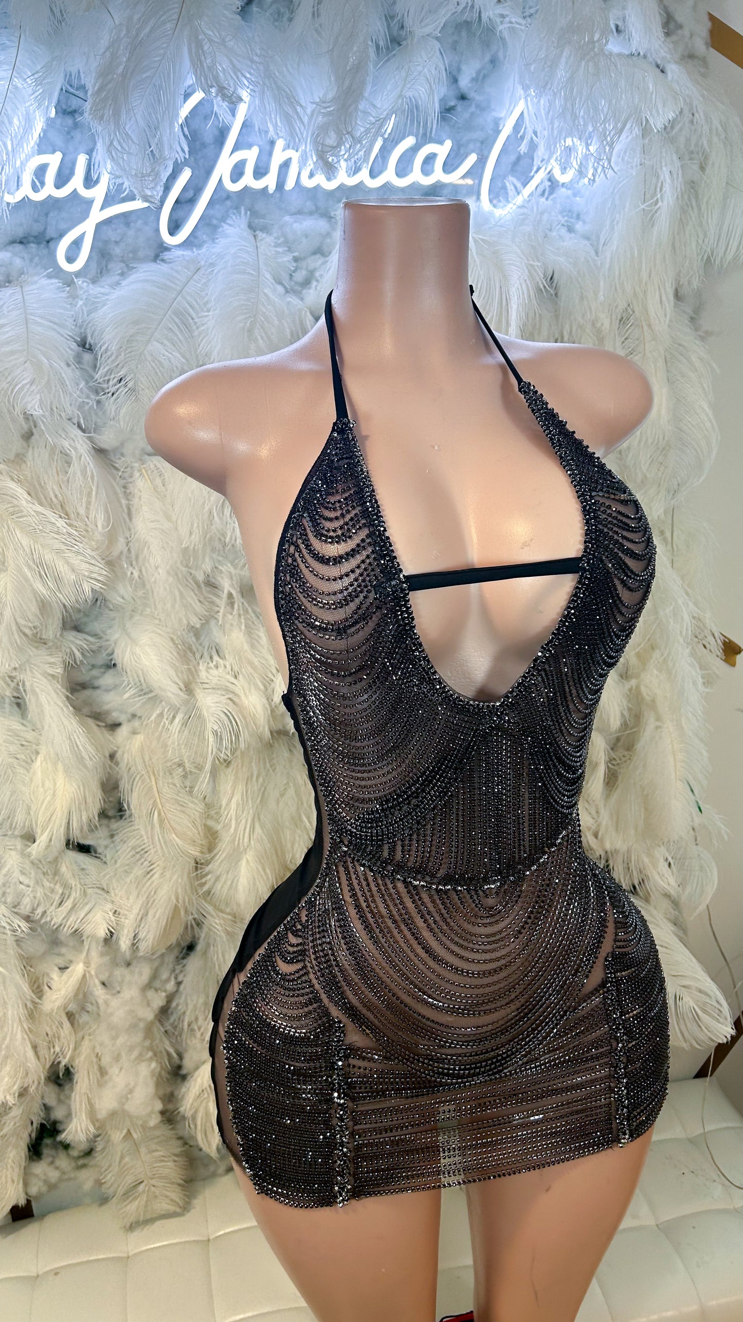 Keep Them Talking Chain Luxe Mini Dress