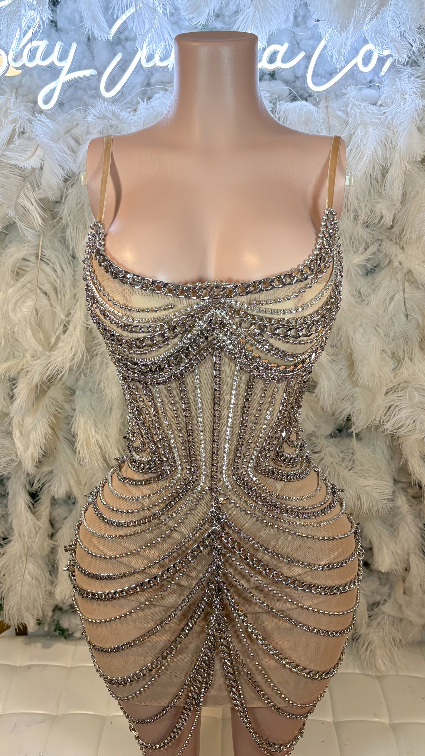 READY TO SHIP The One Of One Chain Mesh Mini Dress