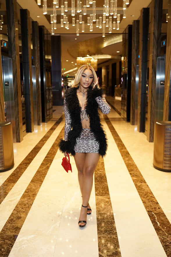It’s Giving Rich Bitch Fur Mini Dress