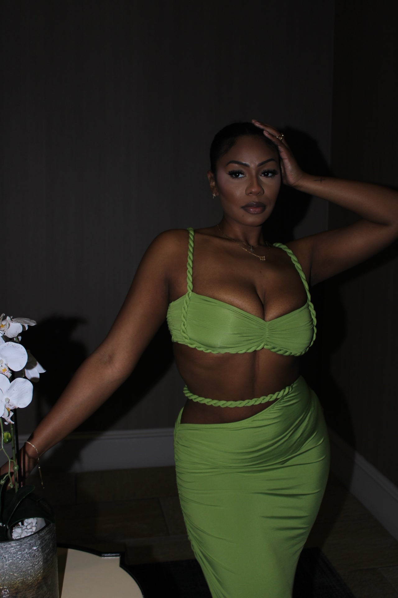 Paradise Bay Rope Cut Out Skirt Set
- Green
