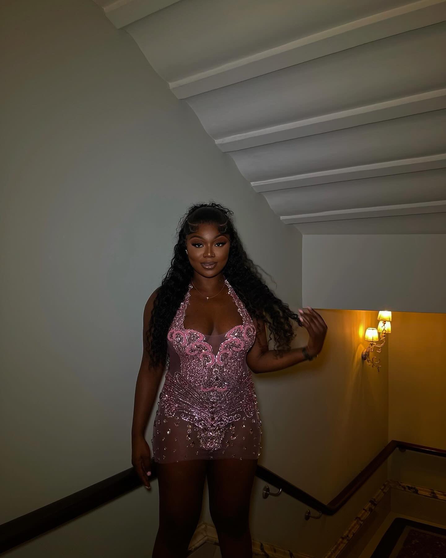 PREORDER ONLY Pink bliss Rhinestone Luxe mini dress