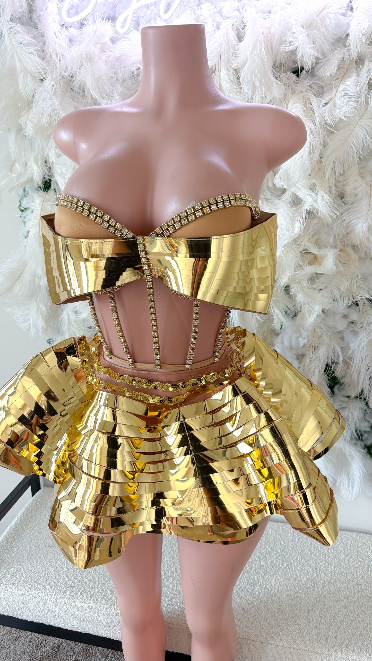 The Baddest Bitches Love Luxe Skirt Set- Gold