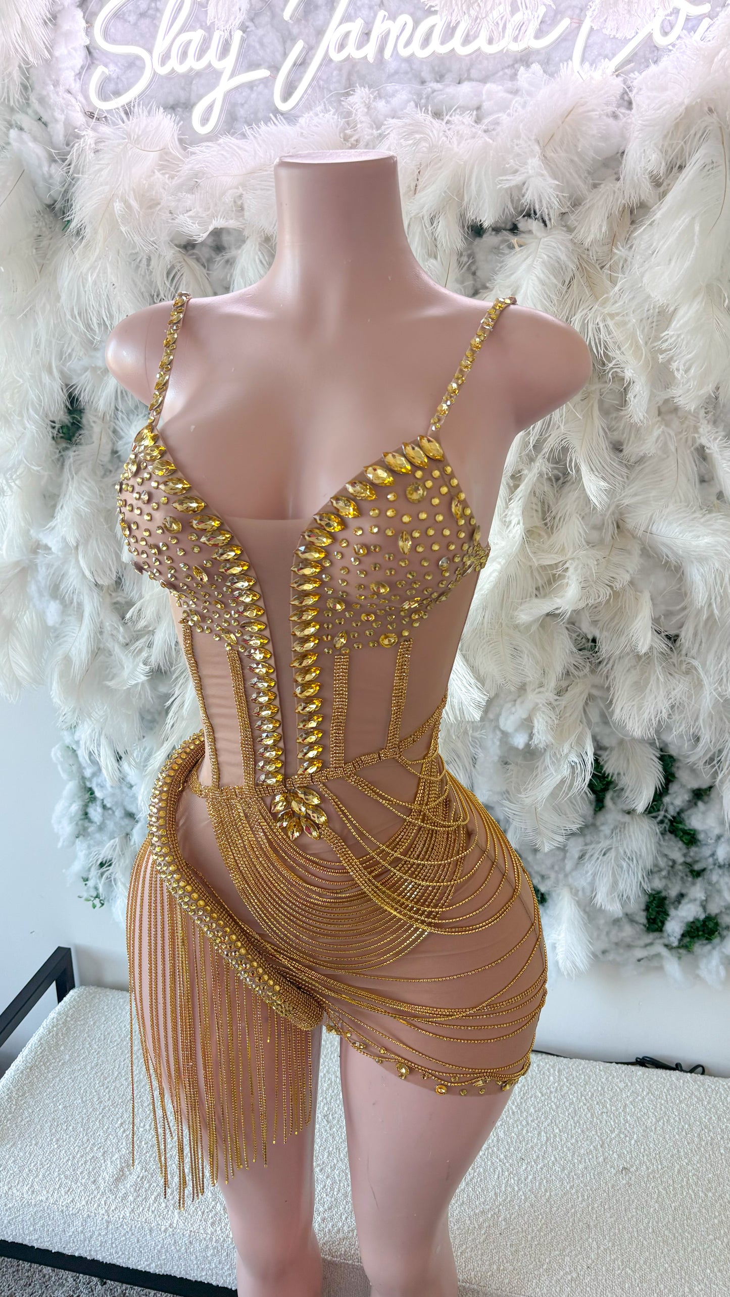 READY TO SHIP His Prettiest Problem Rhinestone Luxe Mini Dress