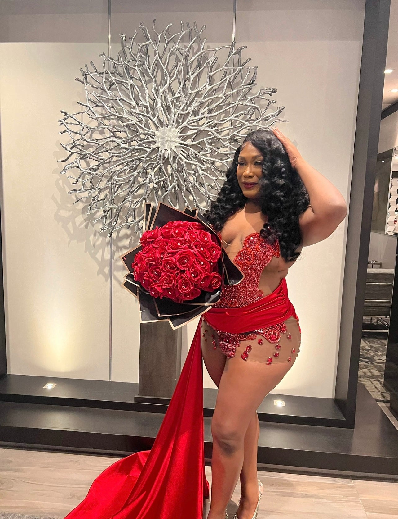 PREORDER ONLY Ultimate Luxury Rhinestone Mini Dress with Train