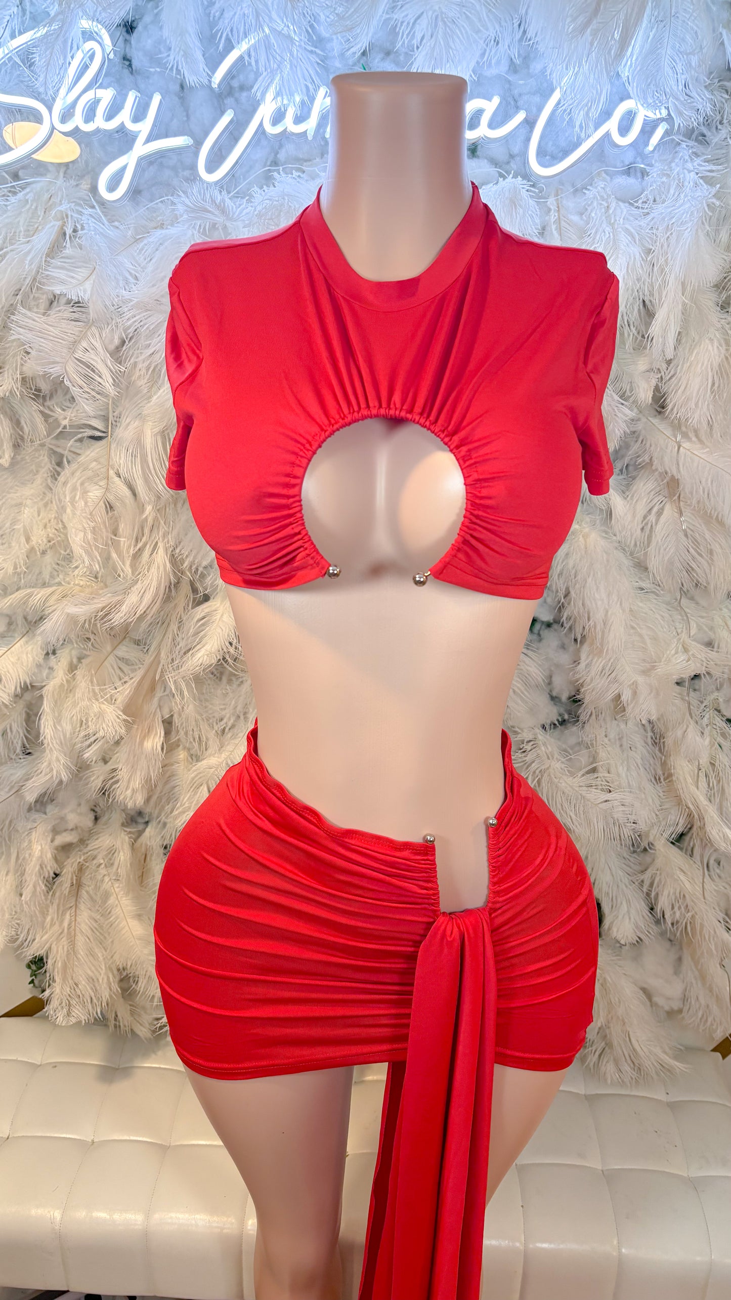 His Favorite Mystery Skirt Set - Red