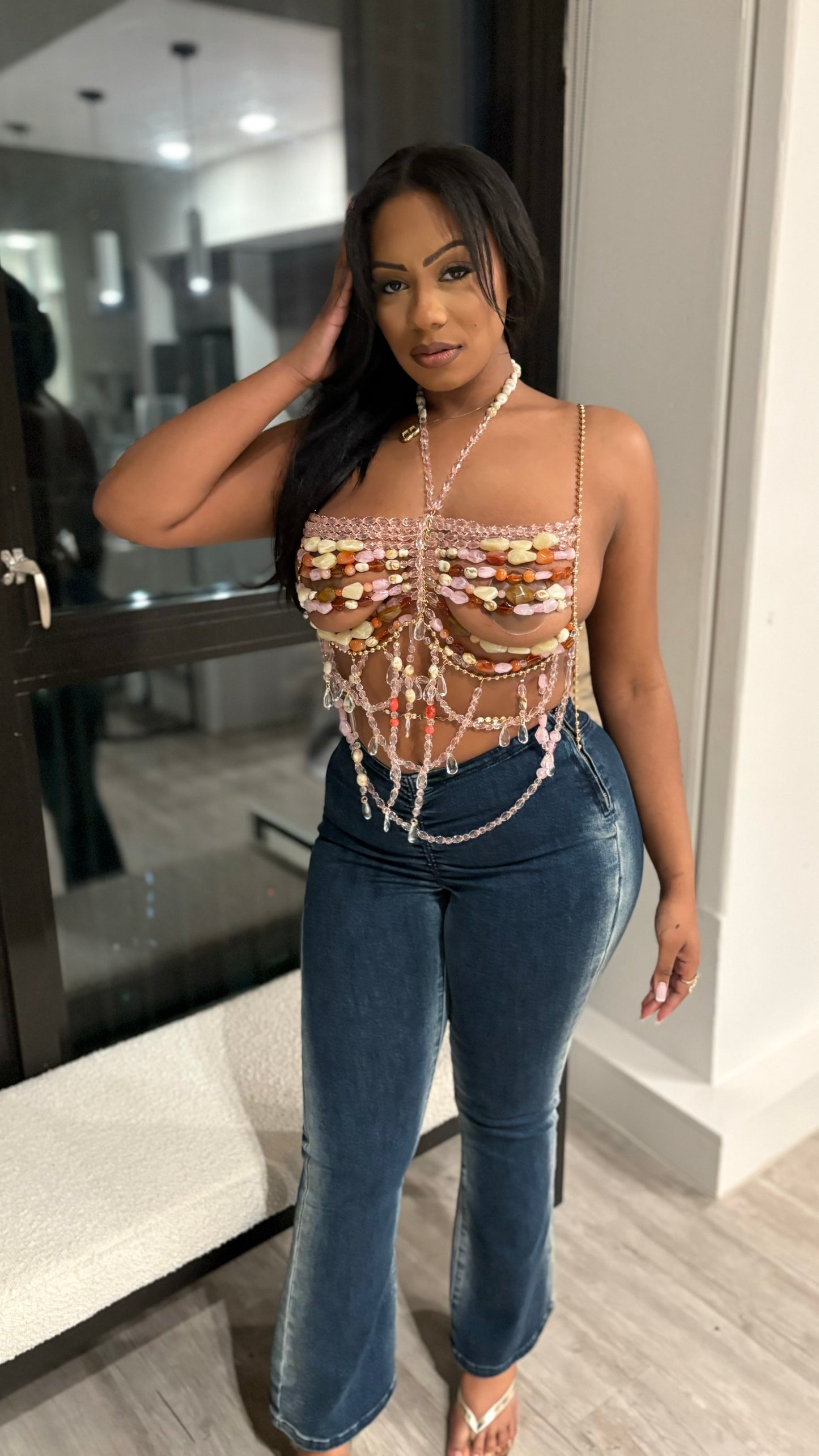 Mykonos Treats Beaded Top
